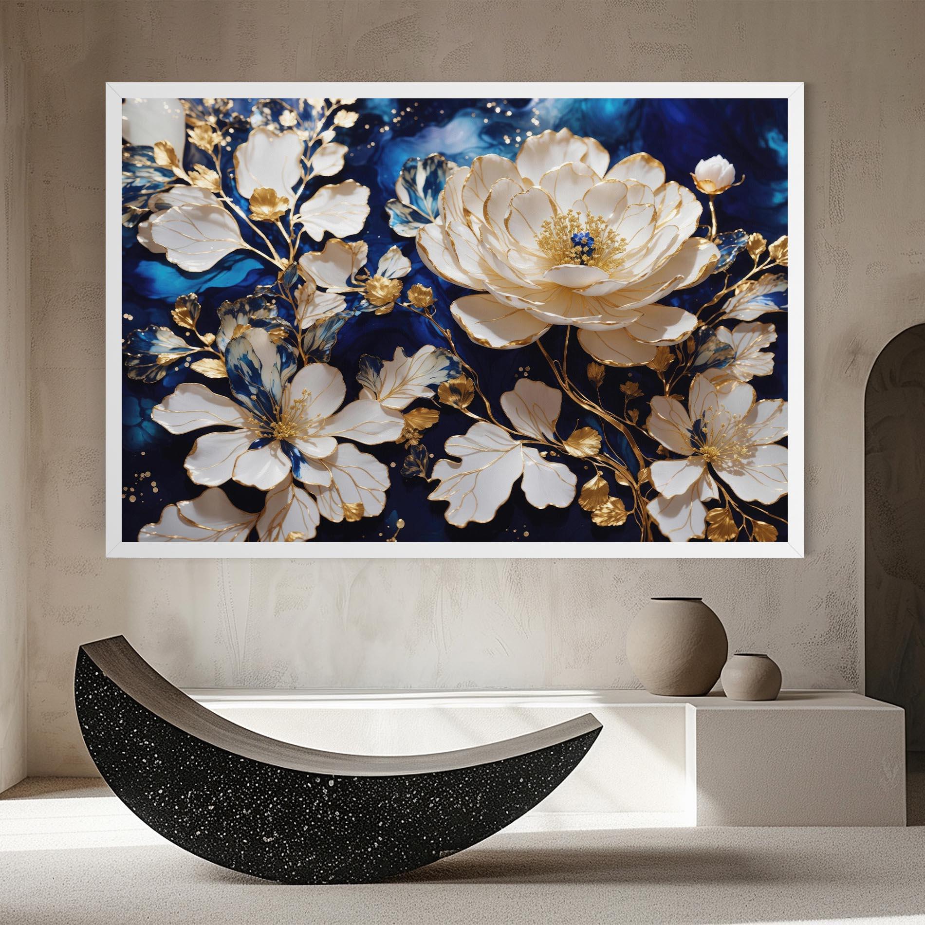 Leinwandbild Beautiful Golden White Rose mockup 8