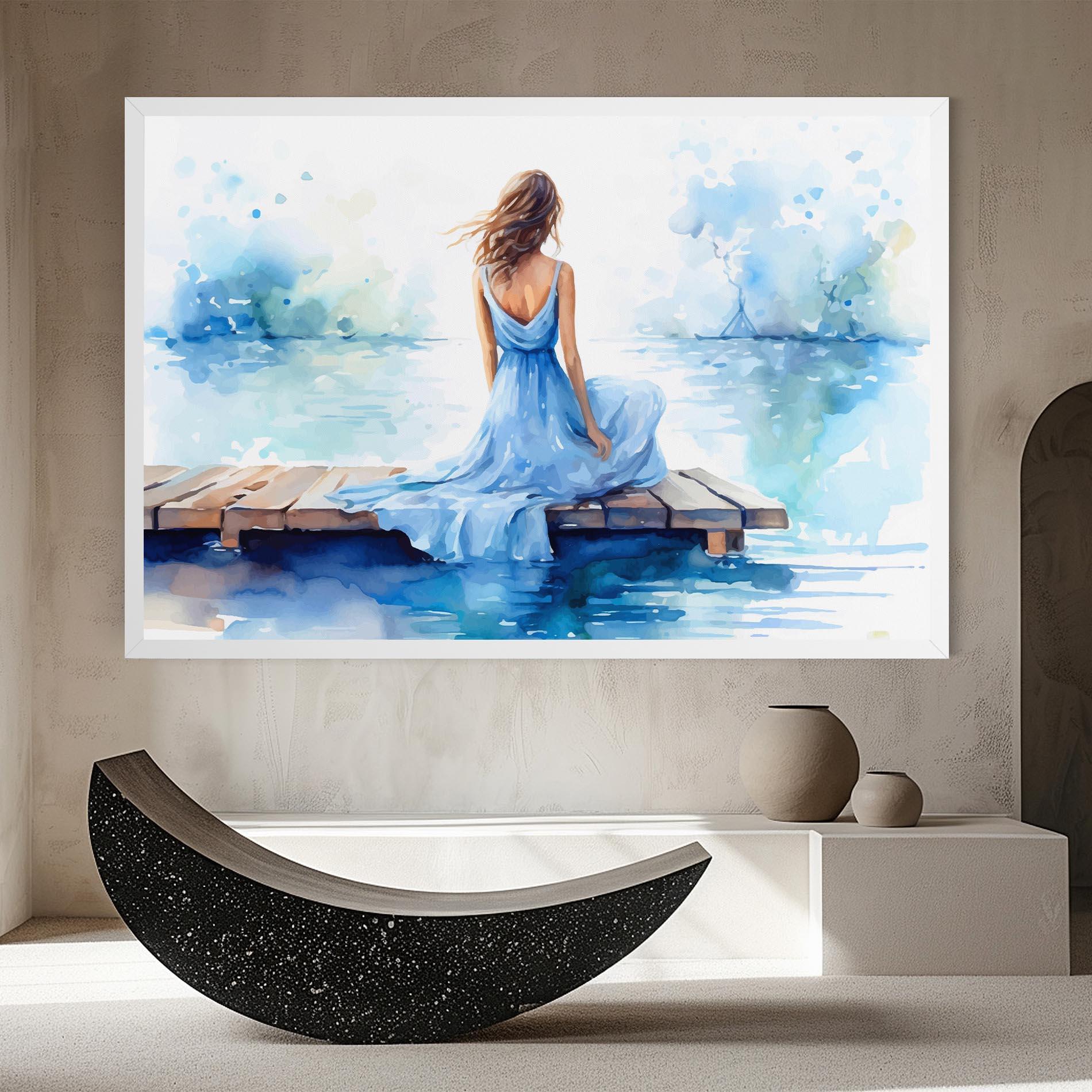 Leinwandbild Lake Blue Woman mockup 8