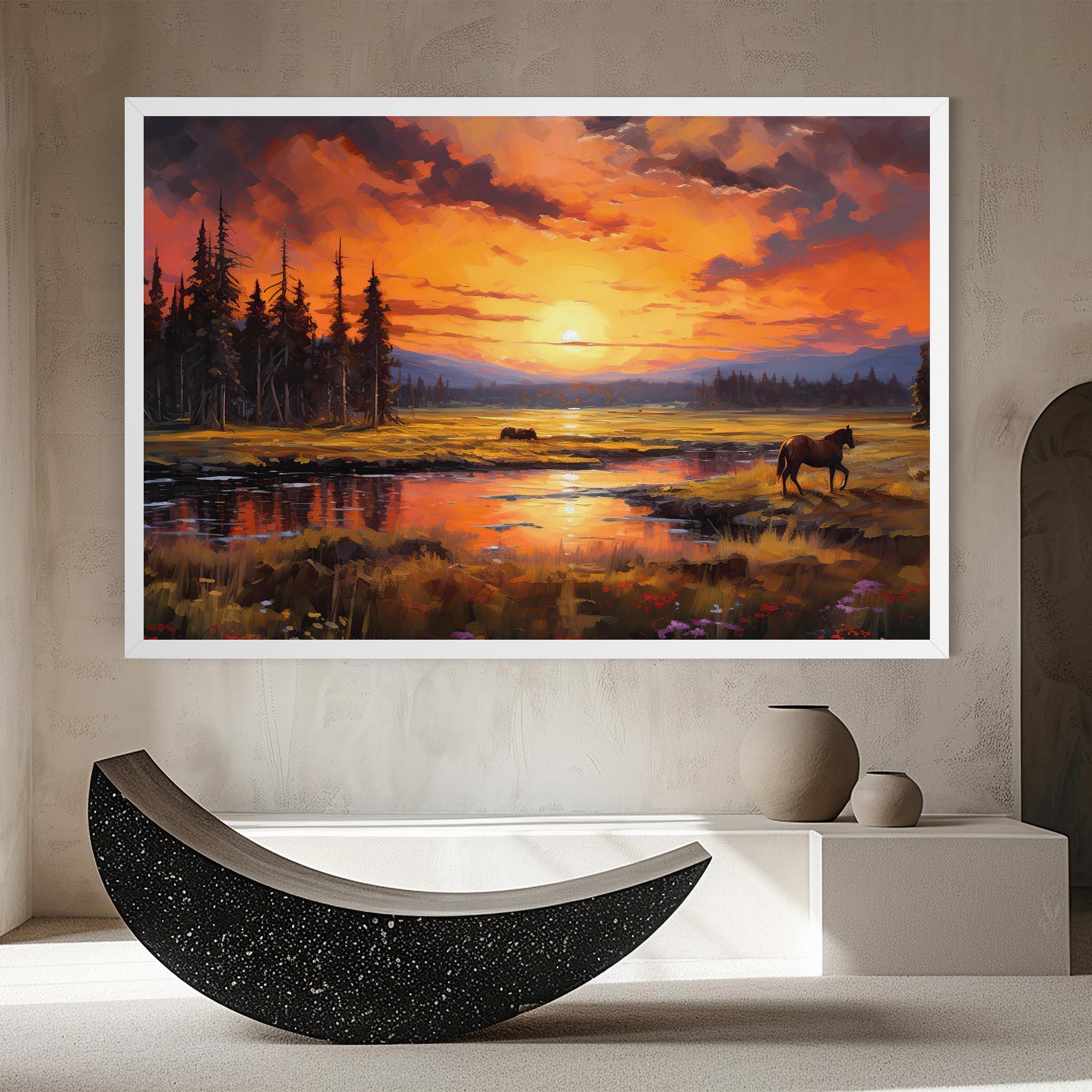 Leinwandbild Wild Horses Painting mockup 8