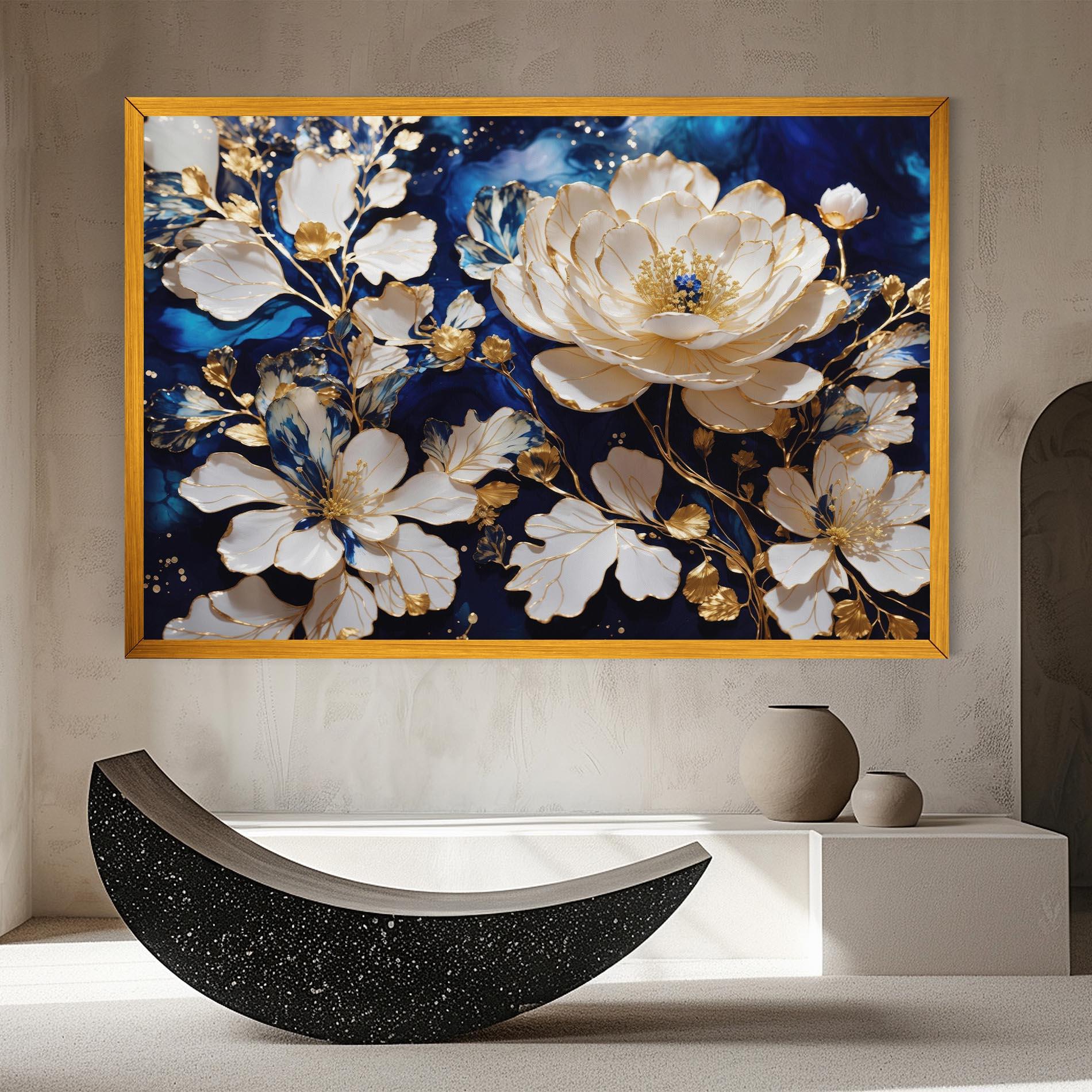 Leinwandbild Beautiful Golden White Rose mockup 8