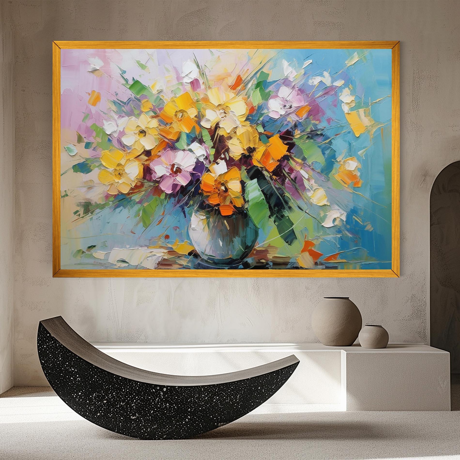 Leinwandbild Colorfull Flowers Painting mockup 8