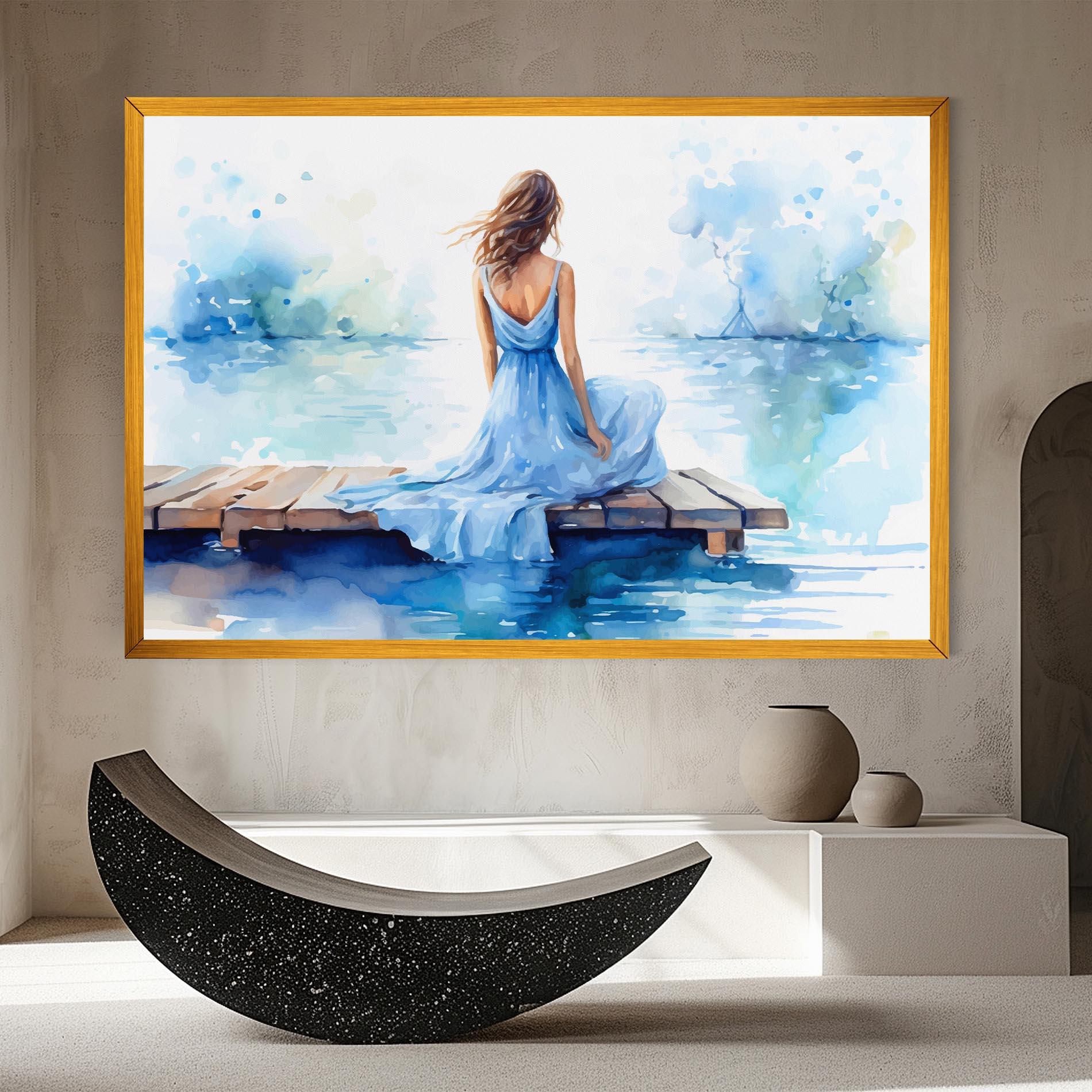 Leinwandbild Lake Blue Woman mockup 8