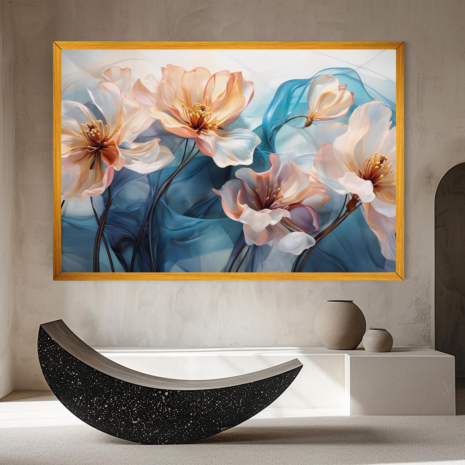 Leinwandbild Pink Flowers Floating mockup 8