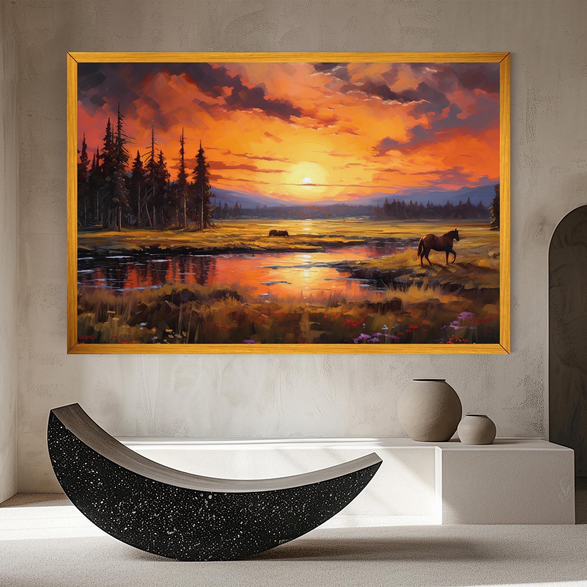 Leinwandbild Wild Horses Painting mockup 8