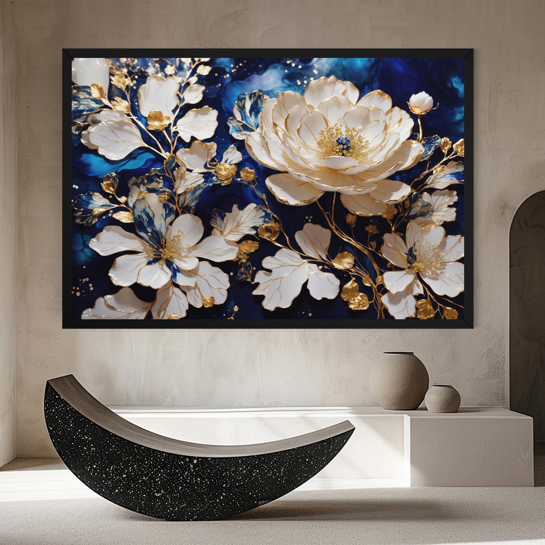 Leinwandbild Beautiful Golden White Rose mockup 8