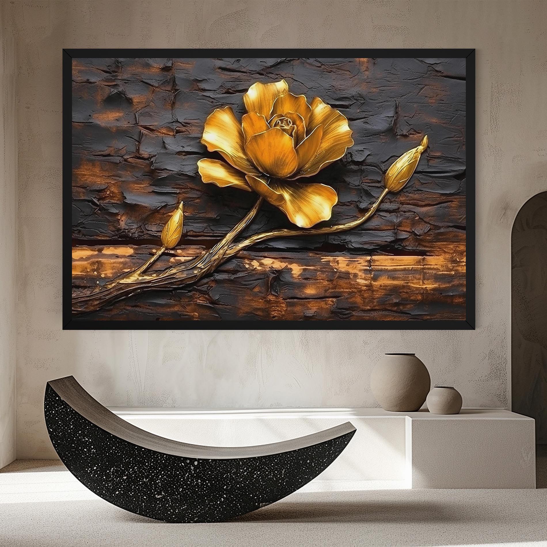 Golden Rose On Wood mockup 8