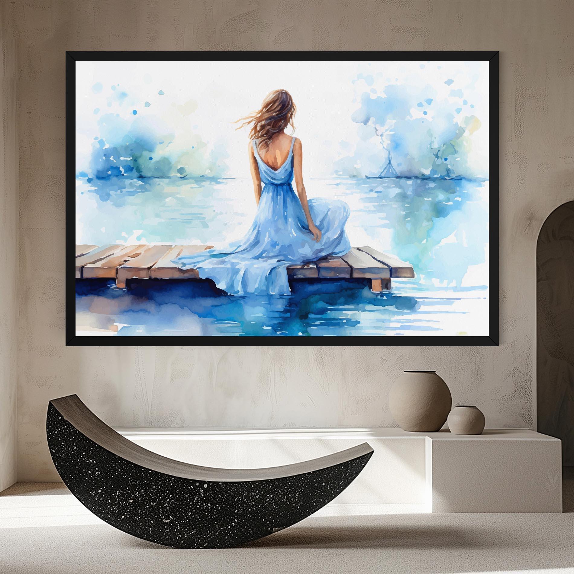 Leinwandbild Lake Blue Woman mockup 8