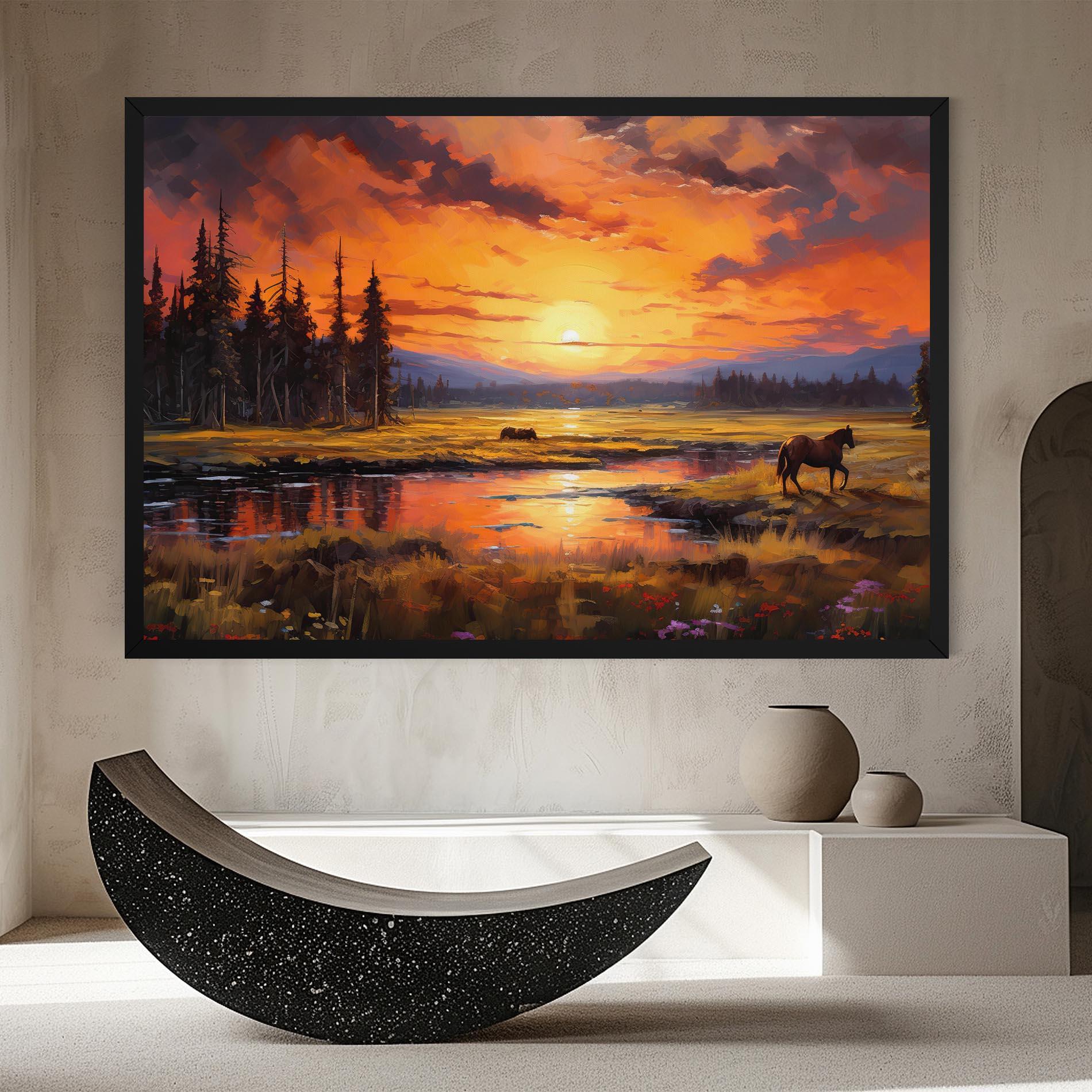 Leinwandbild Wild Horses Painting mockup 8