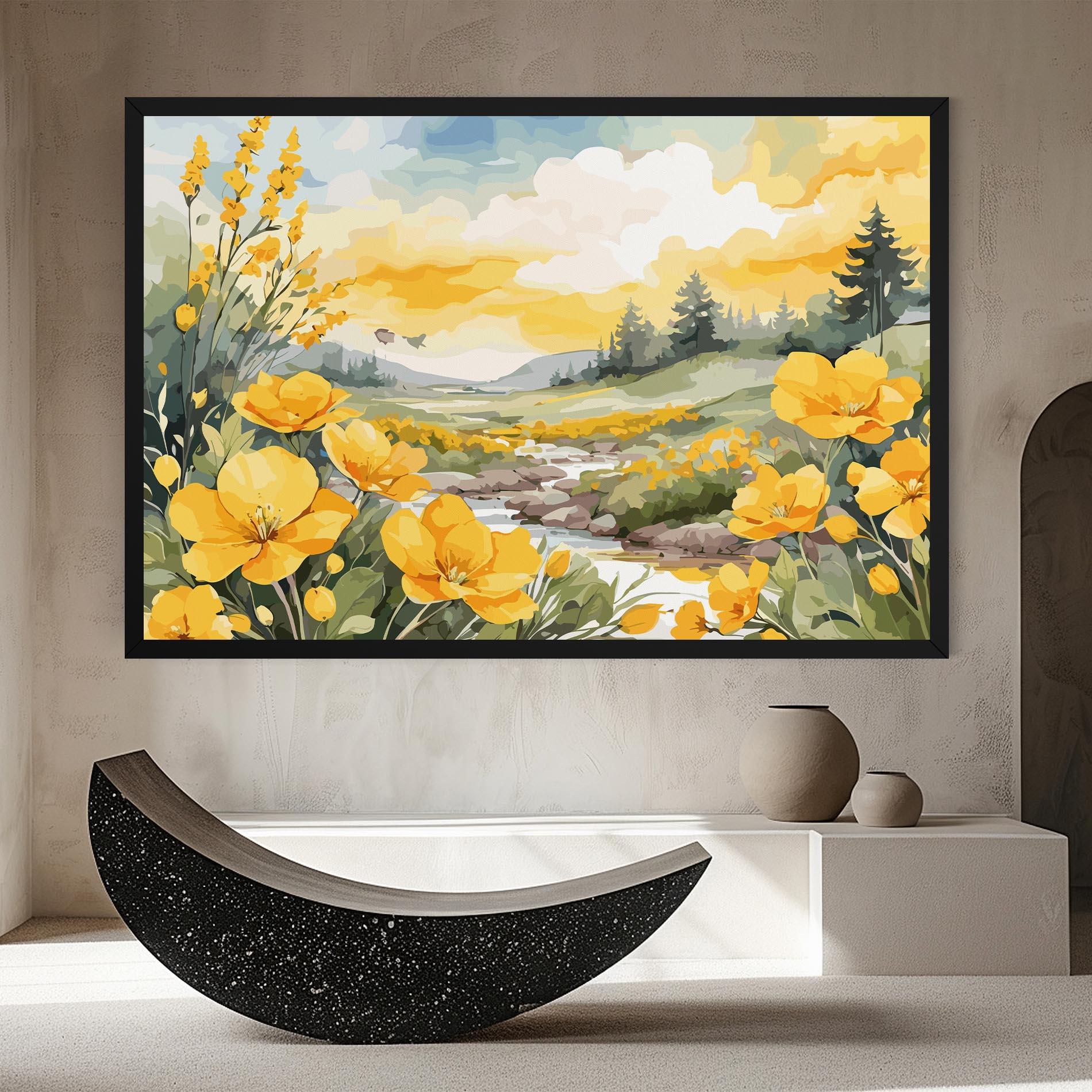 Leinwandbild Yellow View Flower mockup 8