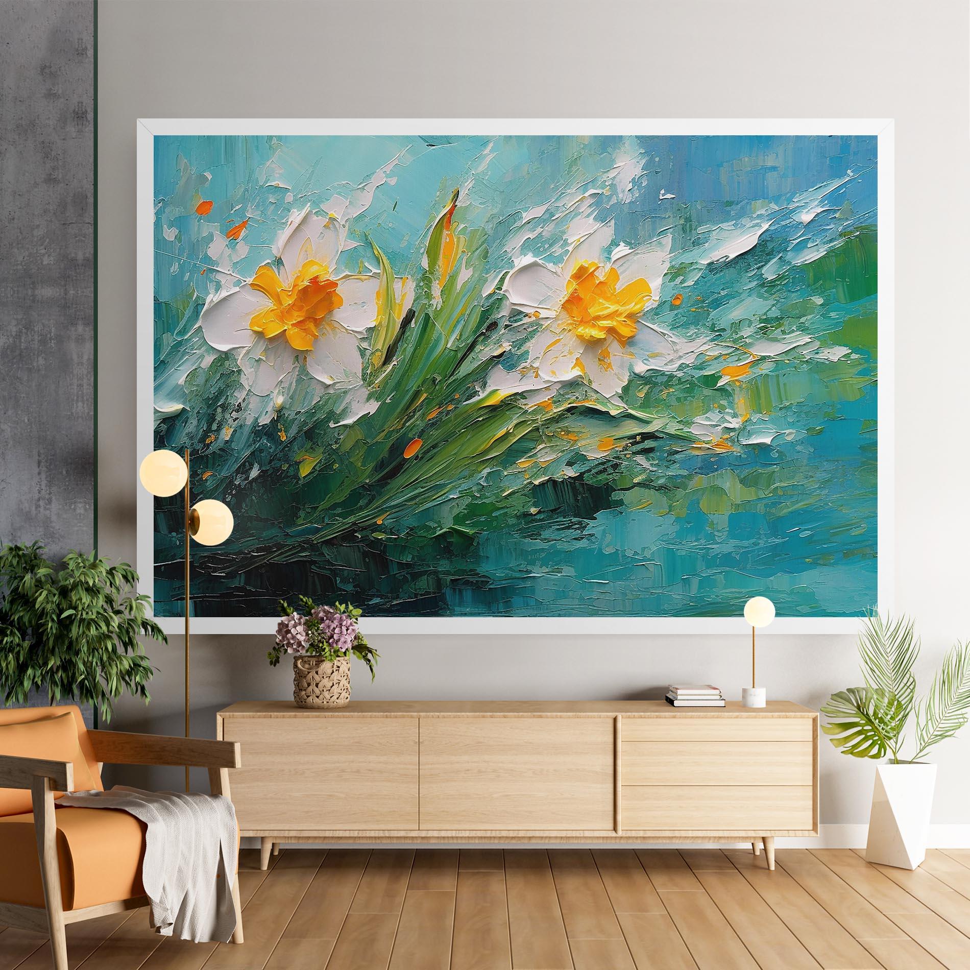 Leinwandbild Abstract Flower Painting mockup 9