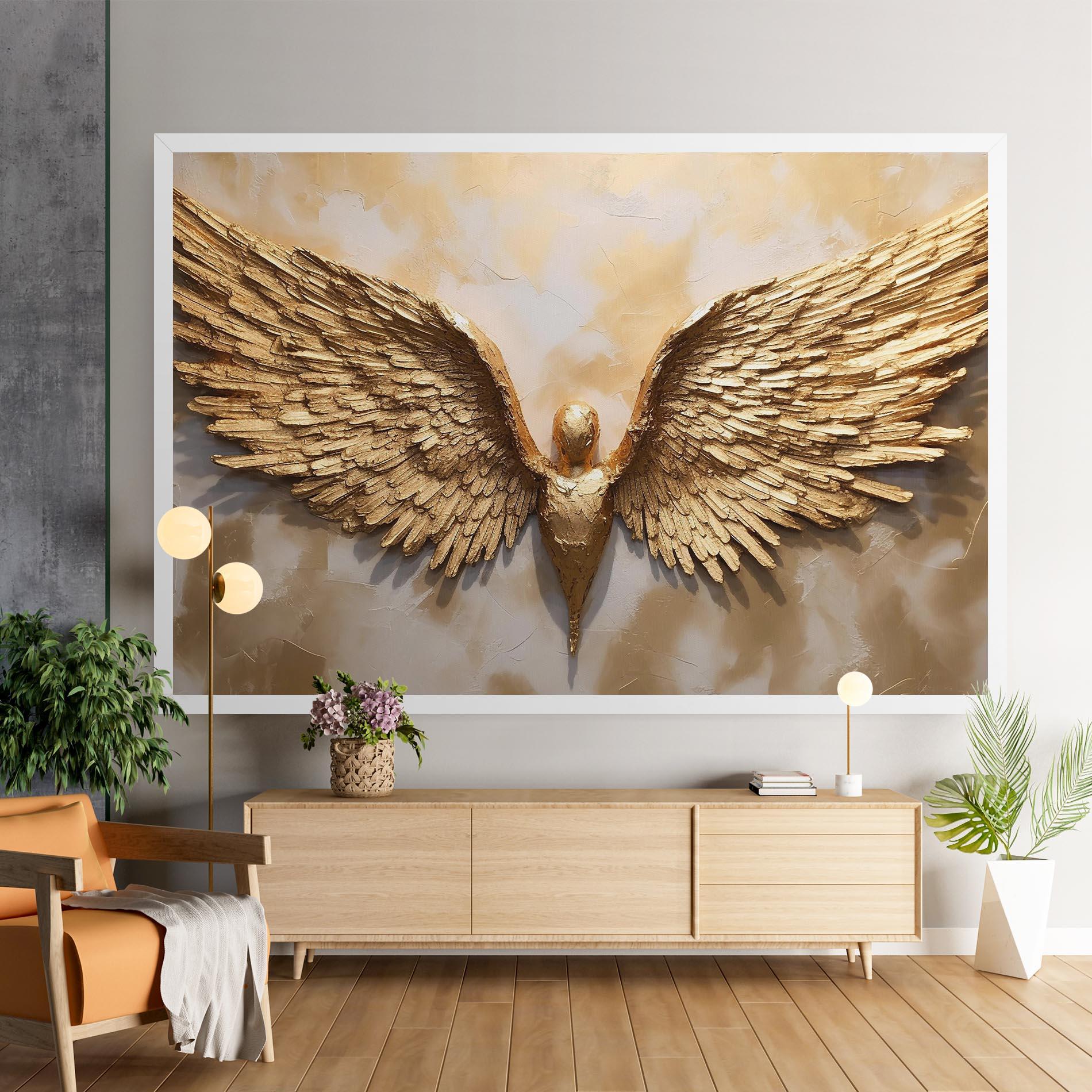 Leinwandbild Beautiful Gold Wings mockup 9