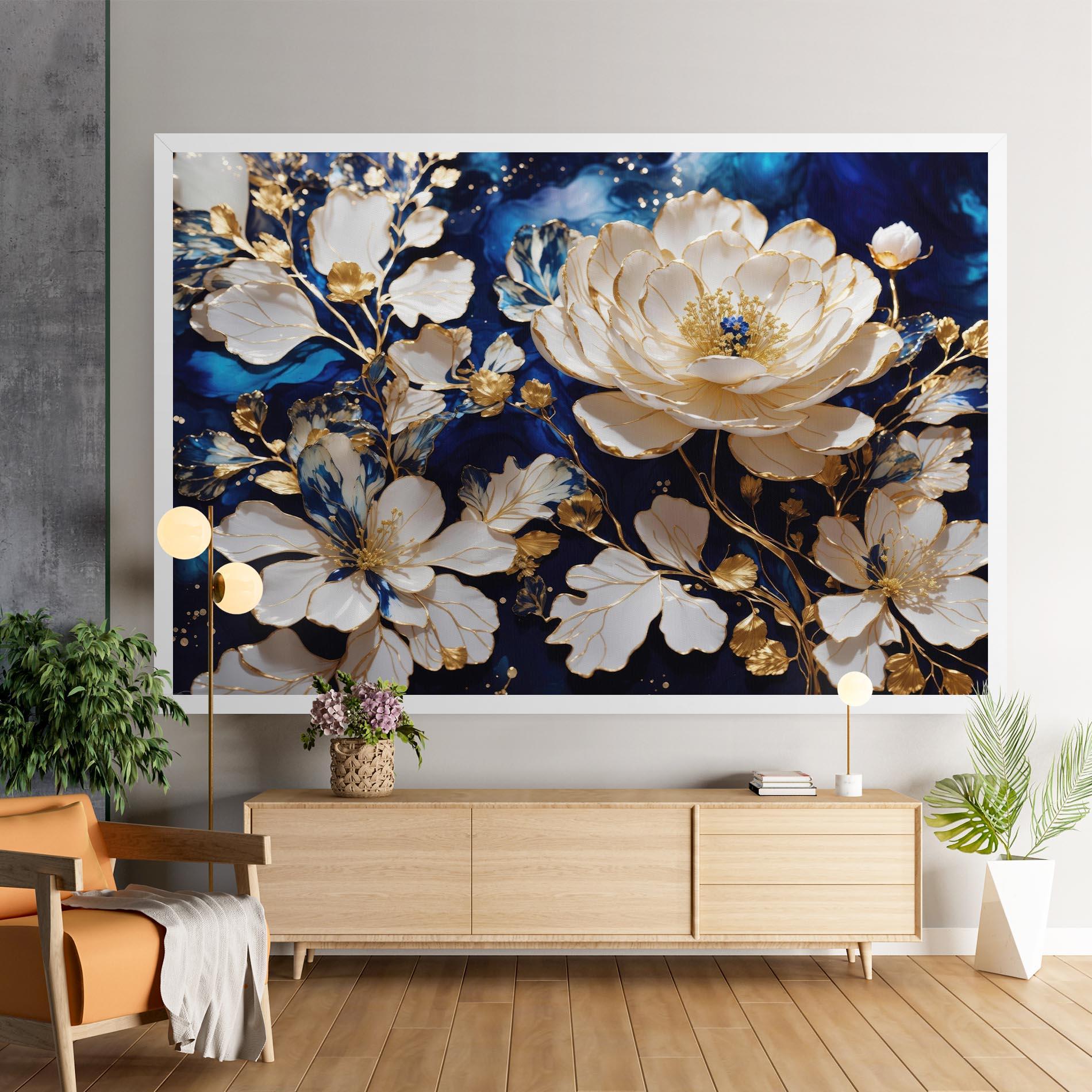 Leinwandbild Beautiful Golden White Rose mockup 9