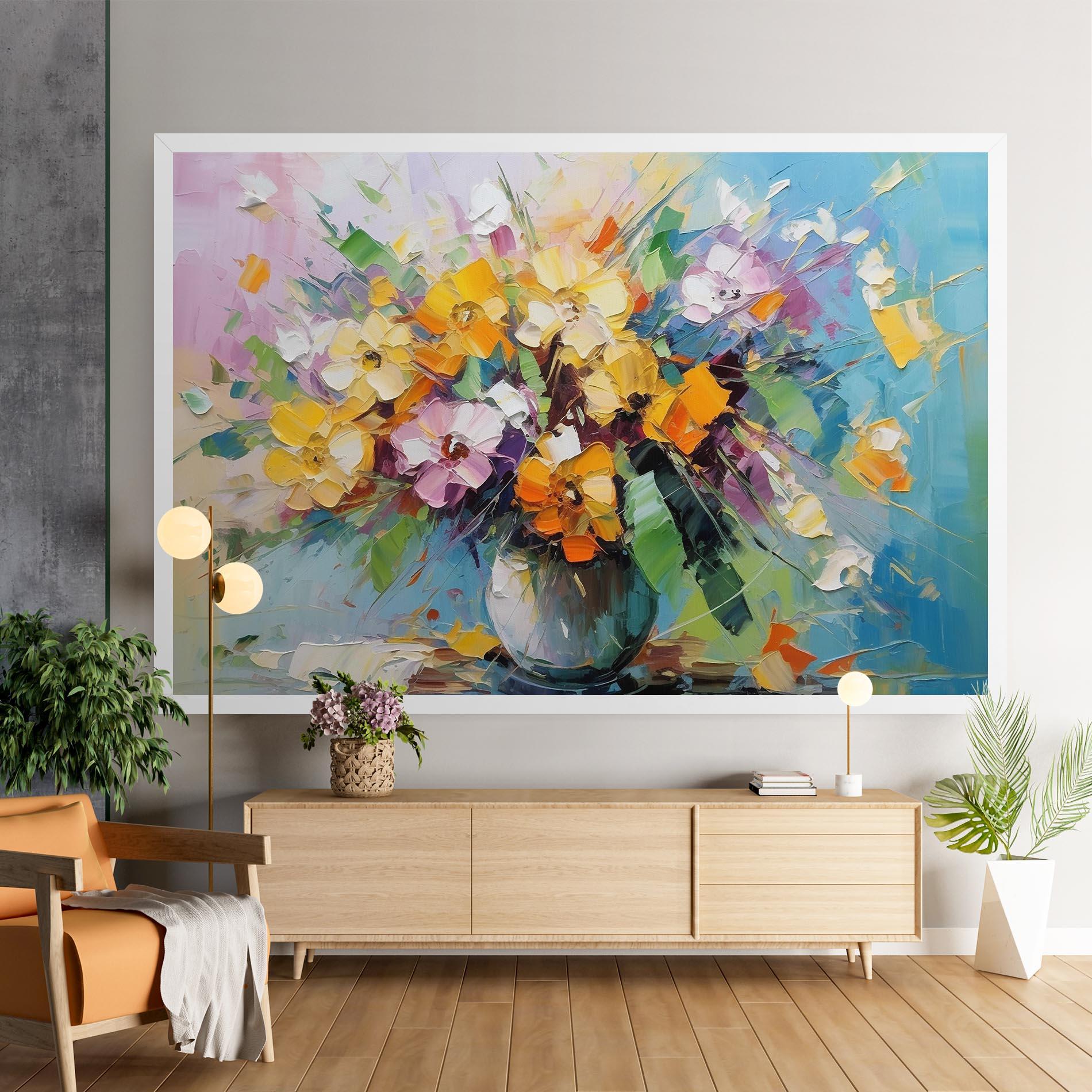 Leinwandbild Colorfull Flowers Painting mockup 9