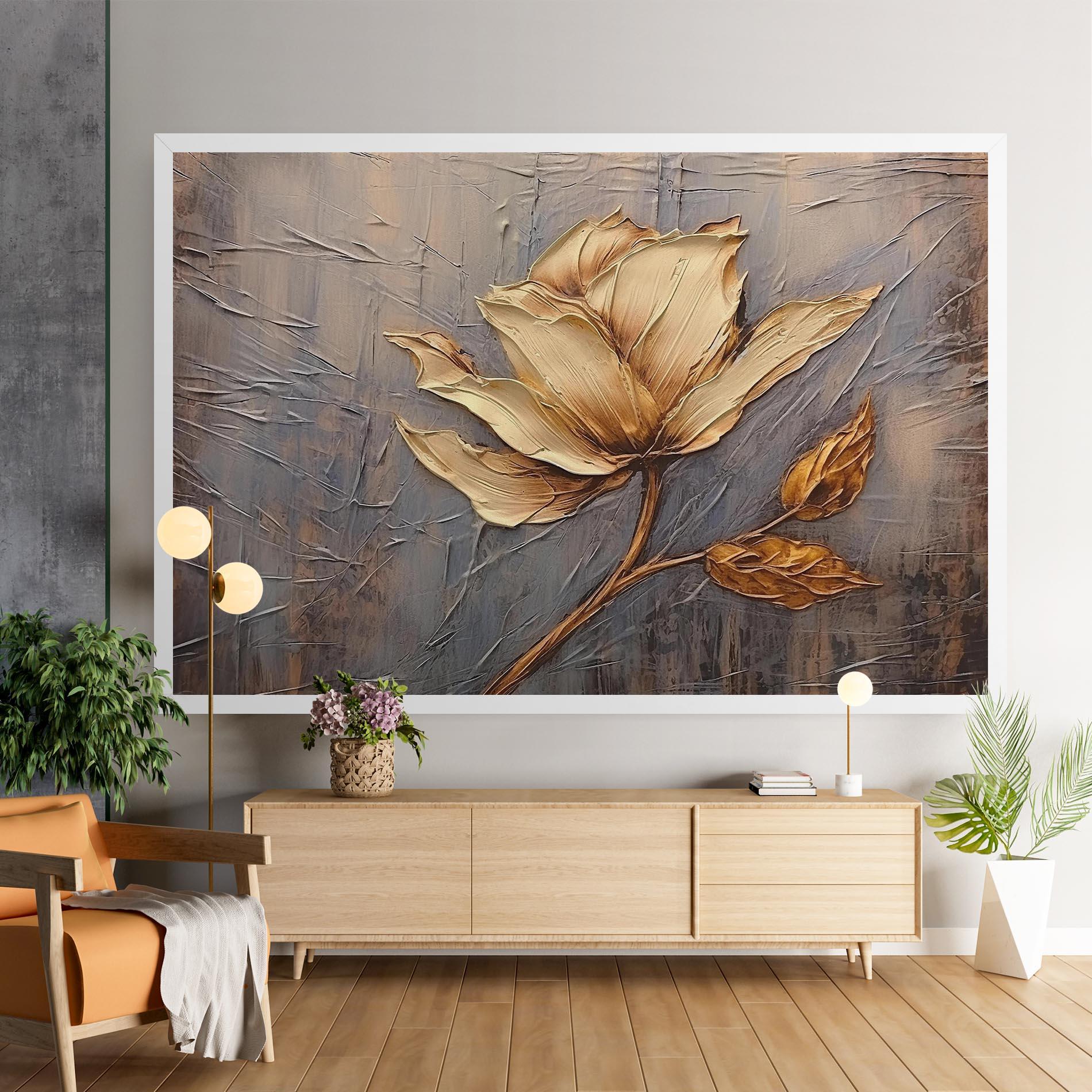 Leinwandbild Cream Rose On Blue mockup 9