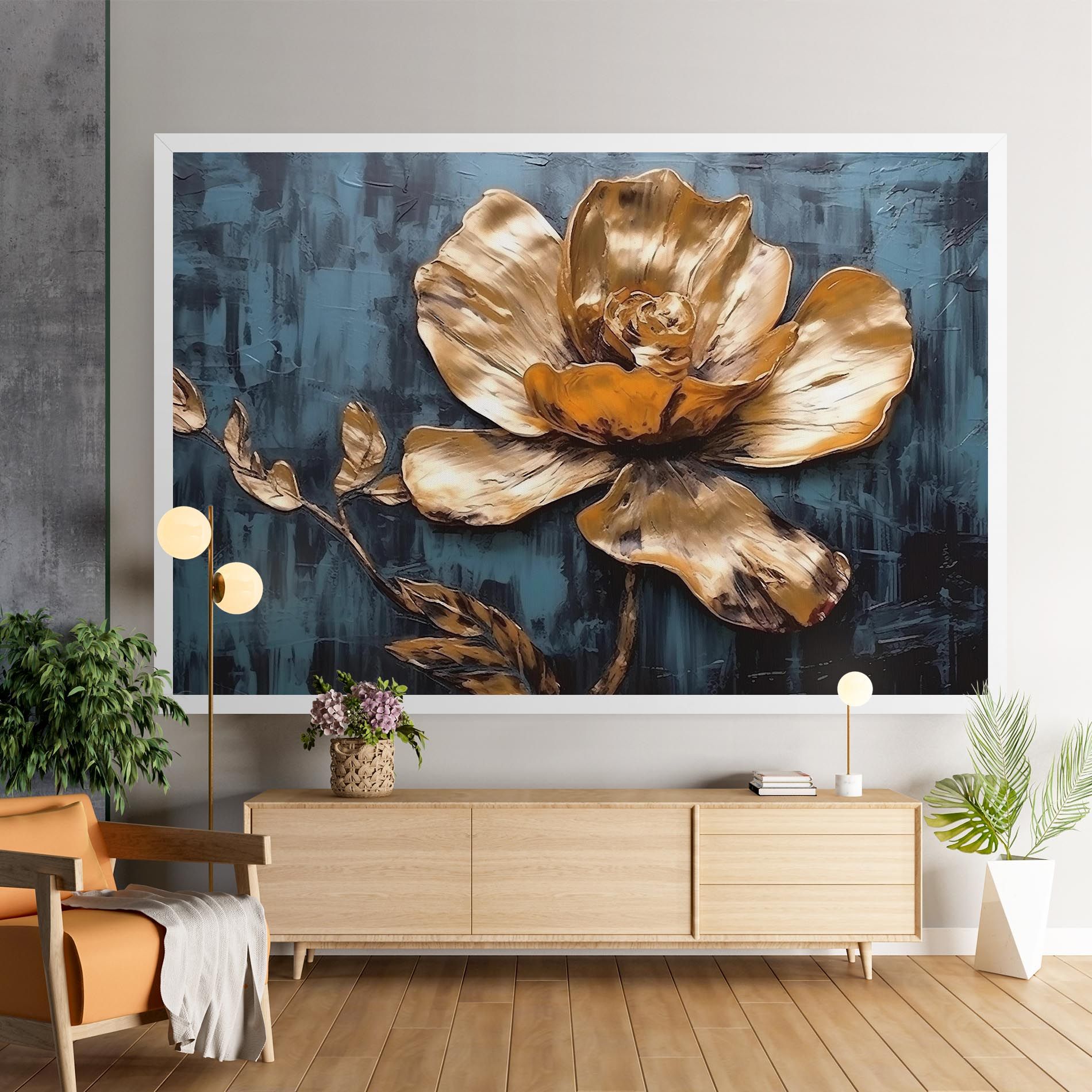 Golden Rose On Blue mockup 9