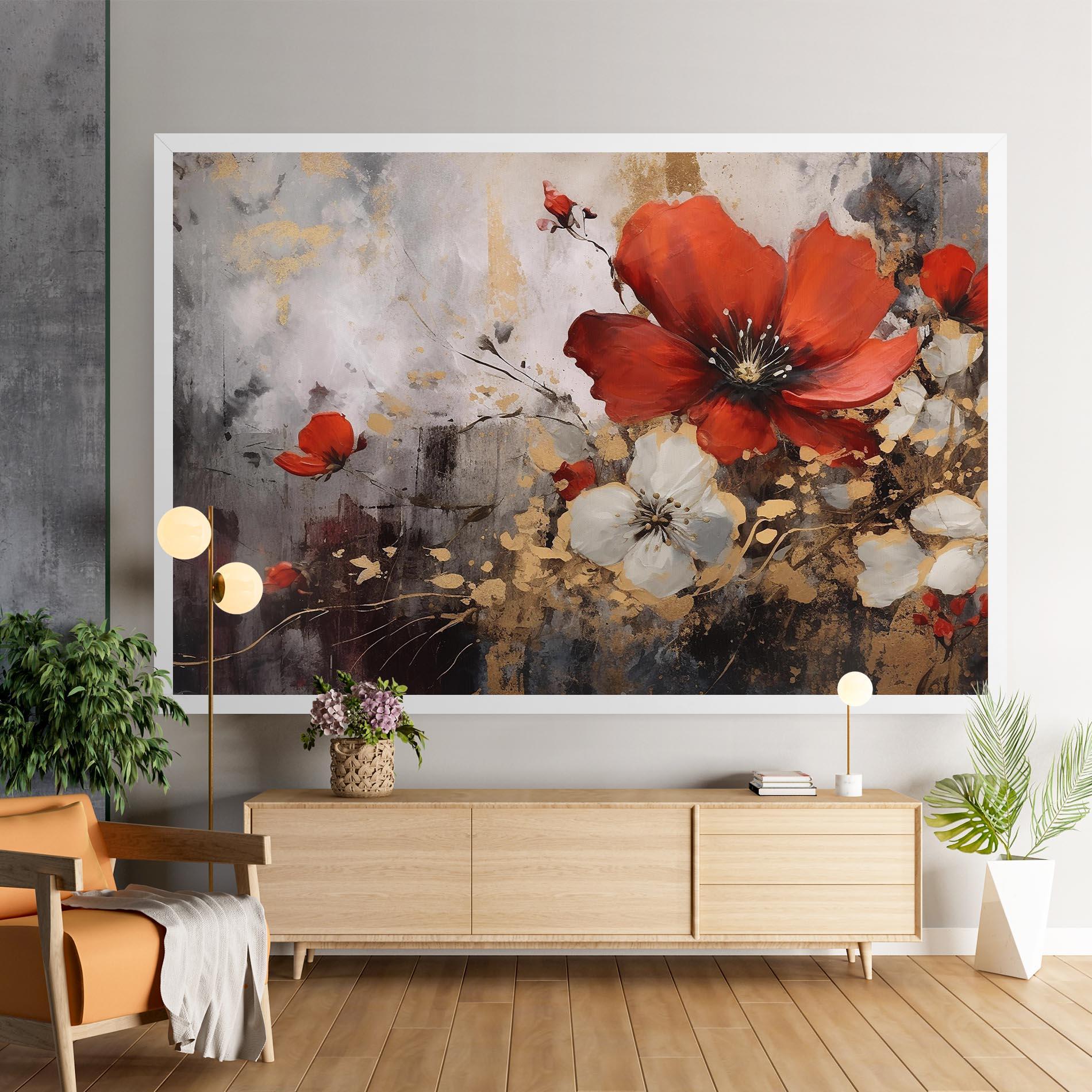 Leinwandbild Red Poppy Painting mockup 9
