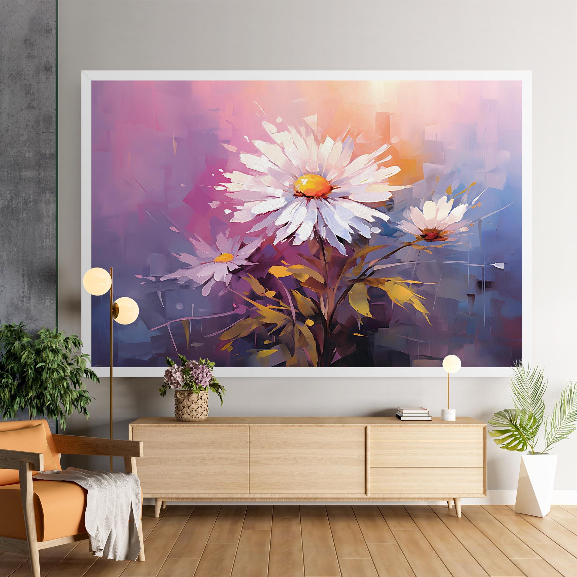 Leinwandbild White Flower On Purple mockup 9