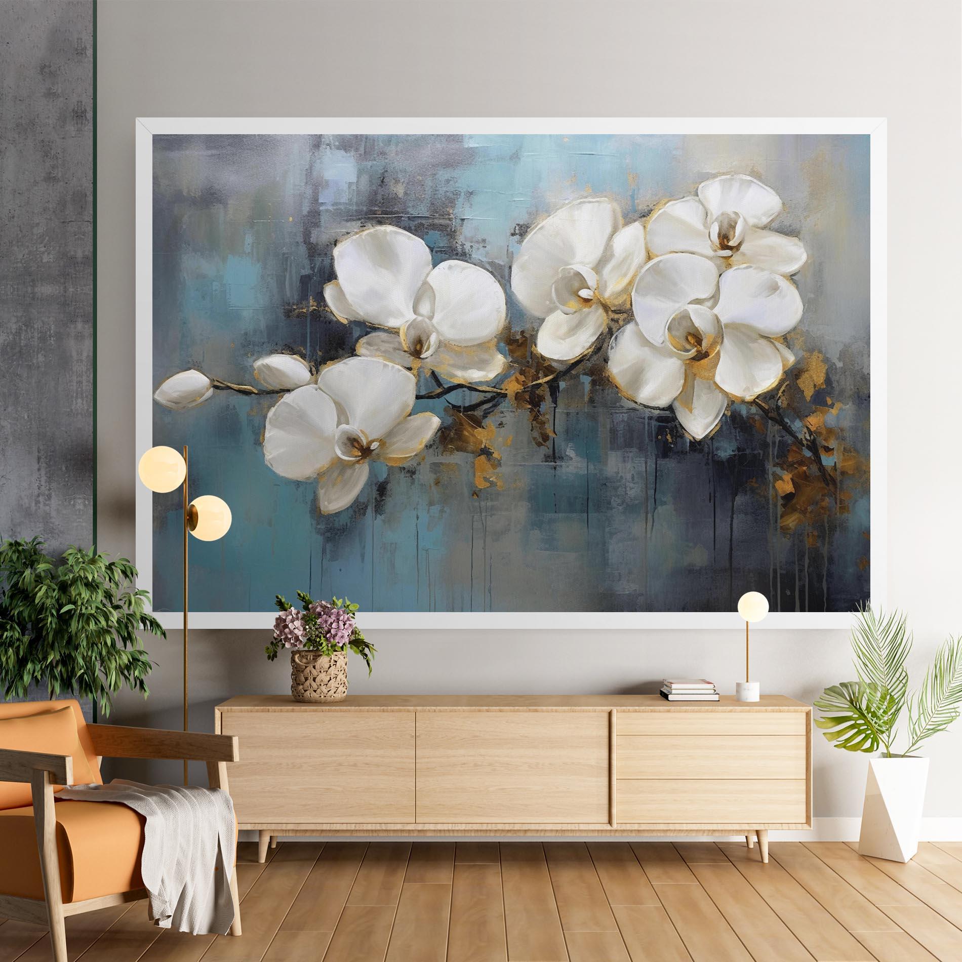 Leinwandbild White Orchids Painting mockup 9