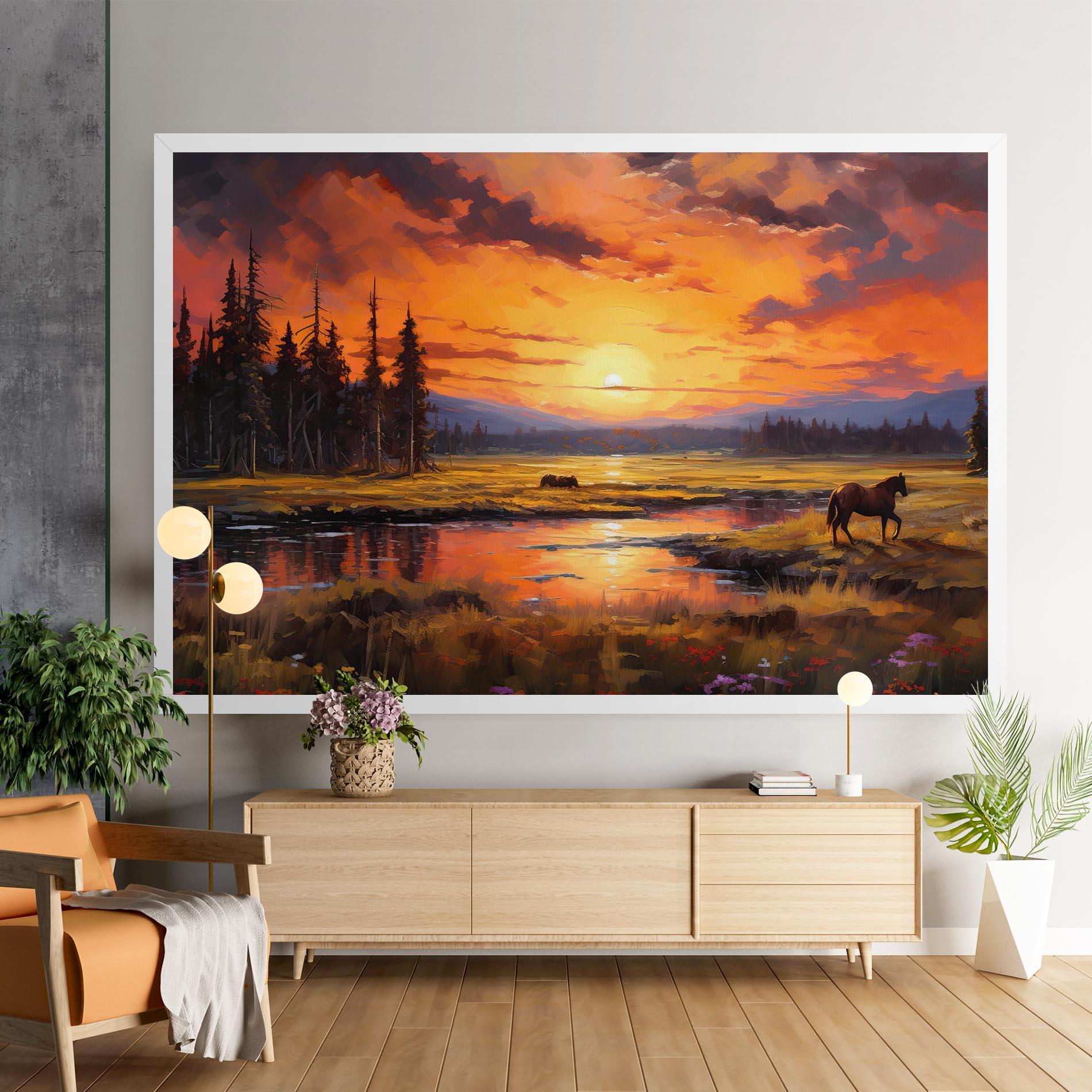 Leinwandbild Wild Horses Painting mockup 9