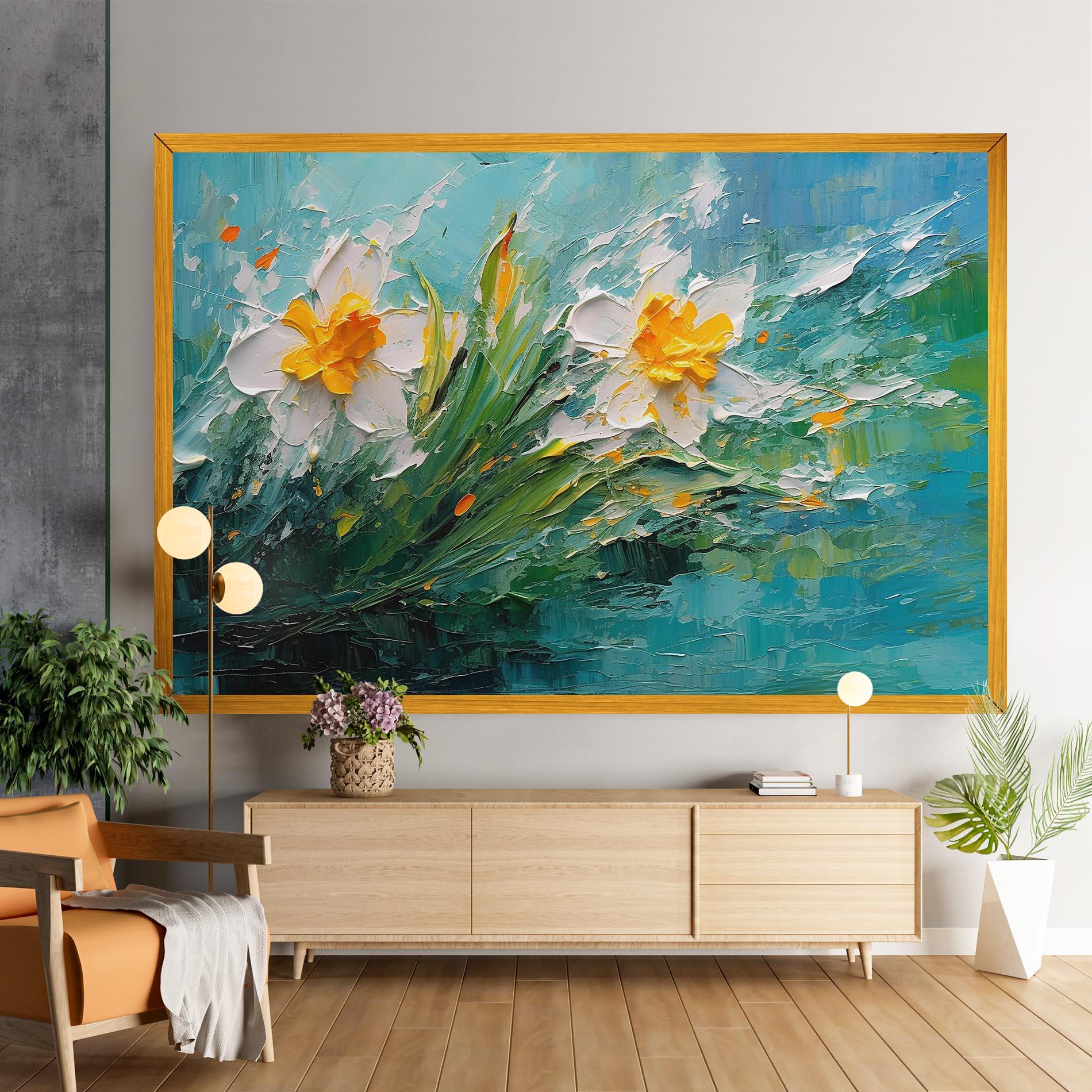 Leinwandbild Abstract Flower Painting mockup 9