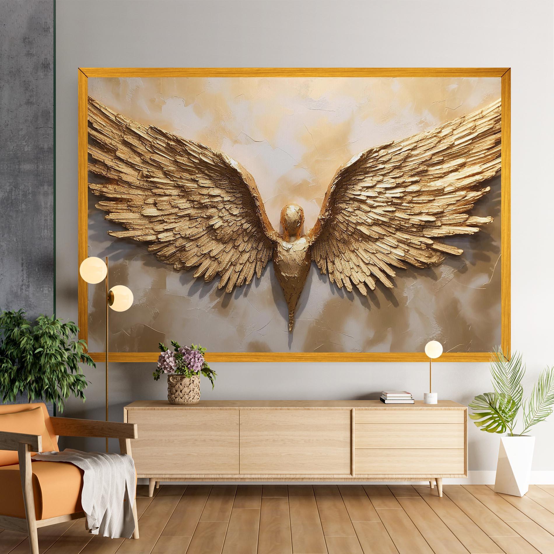 Leinwandbild Beautiful Gold Wings mockup 9