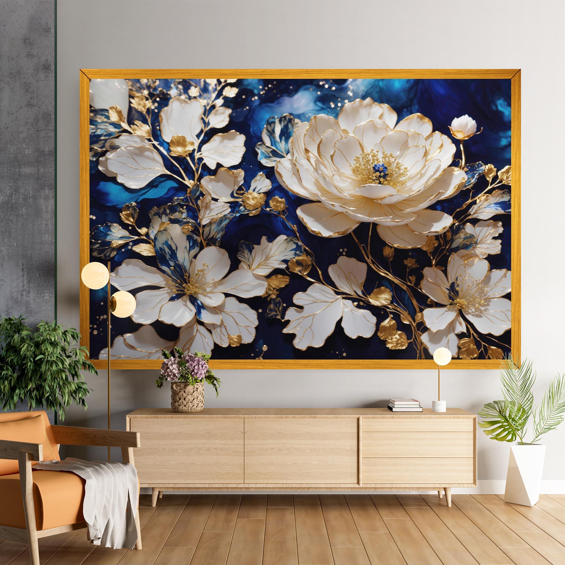 Leinwandbild Beautiful Golden White Rose mockup 9