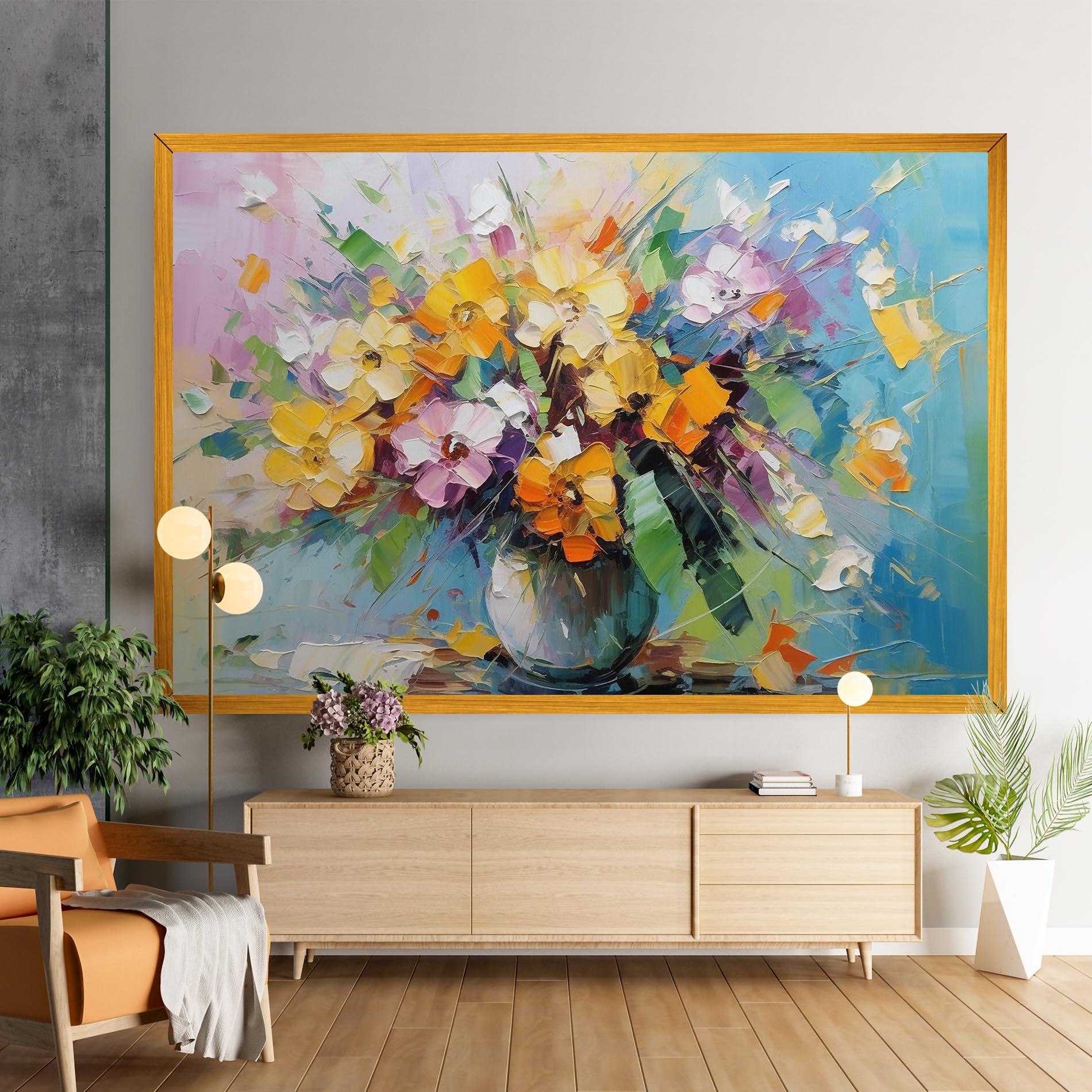 Leinwandbild Colorfull Flowers Painting mockup 9