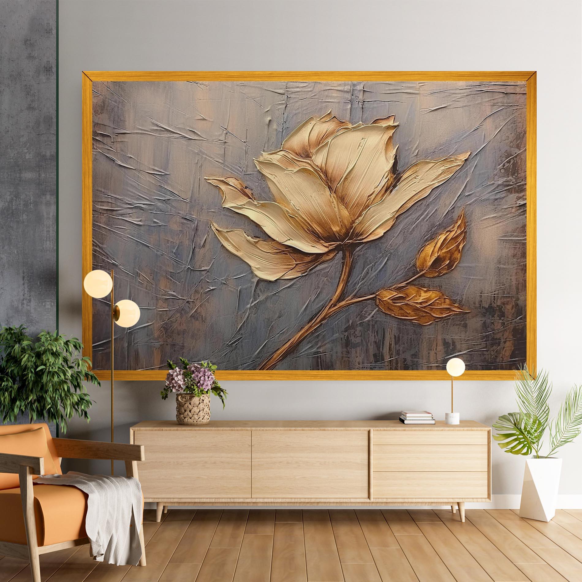 Leinwandbild Cream Rose On Blue mockup 9