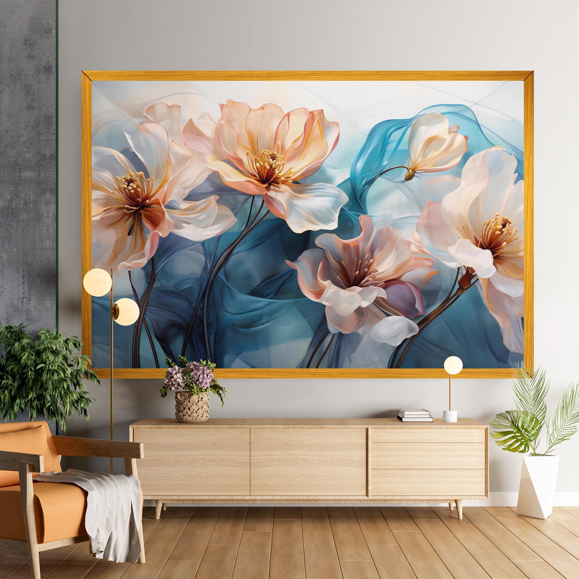 Leinwandbild Pink Flowers Floating mockup 9