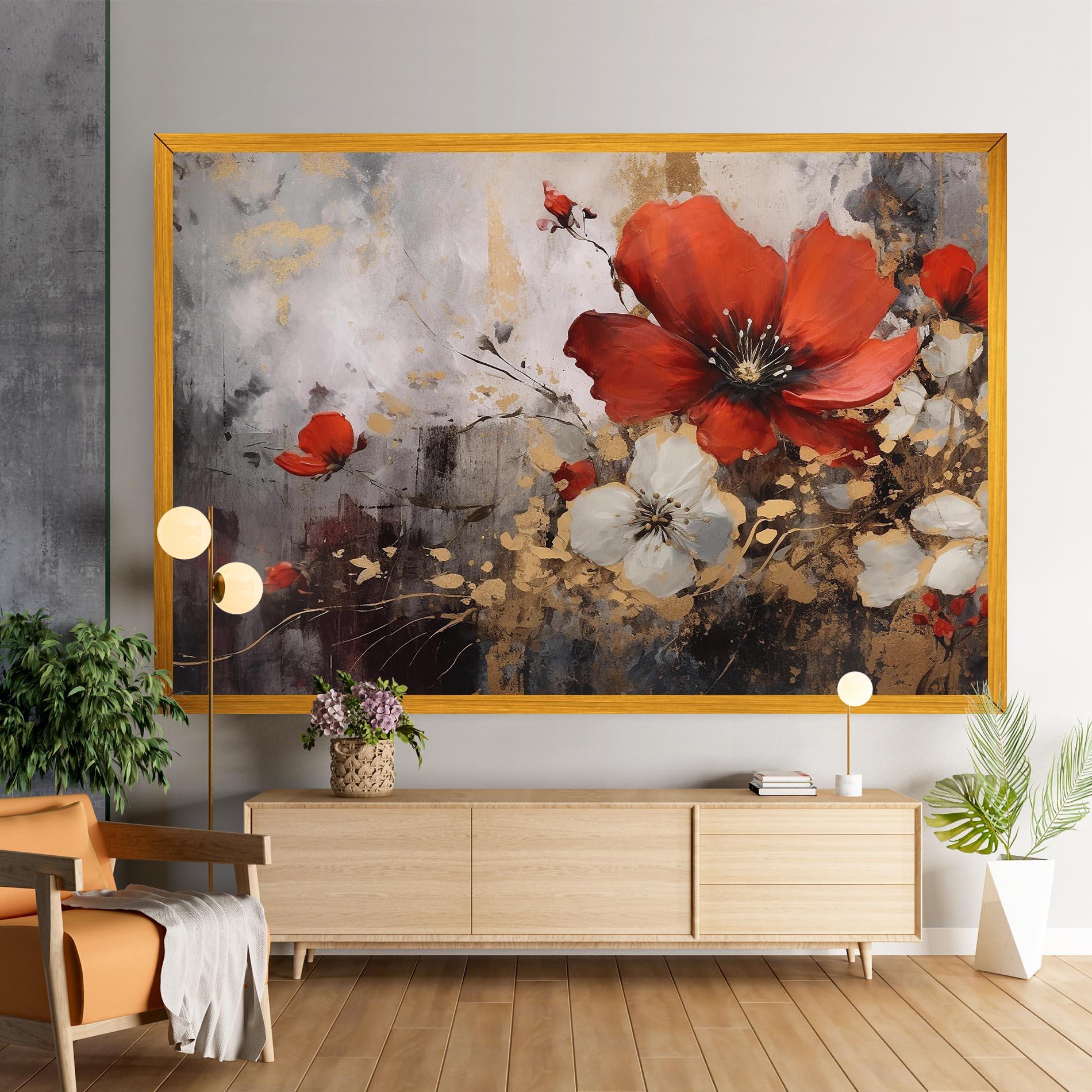 Leinwandbild Red Poppy Painting mockup 9