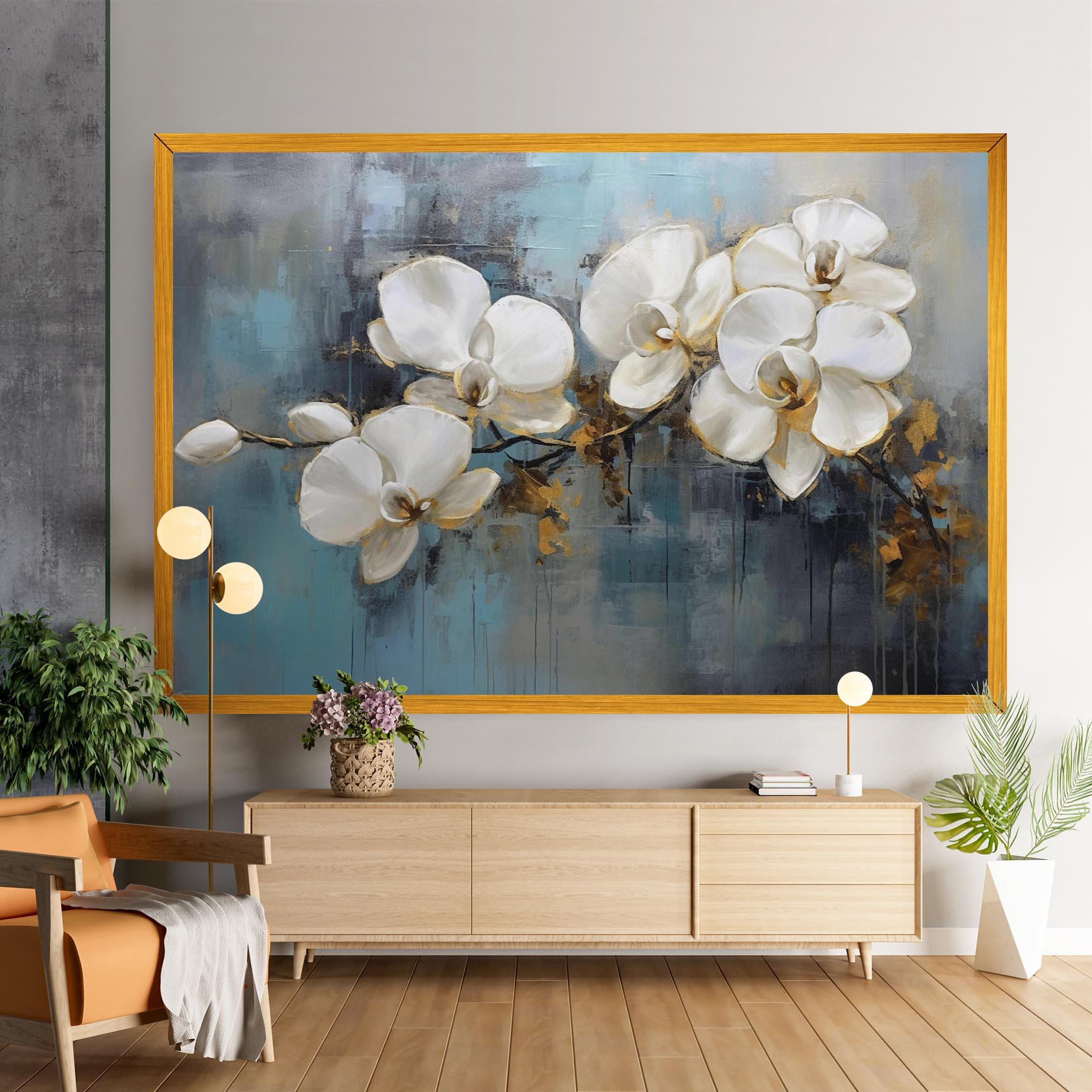 Leinwandbild White Orchids Painting mockup 9