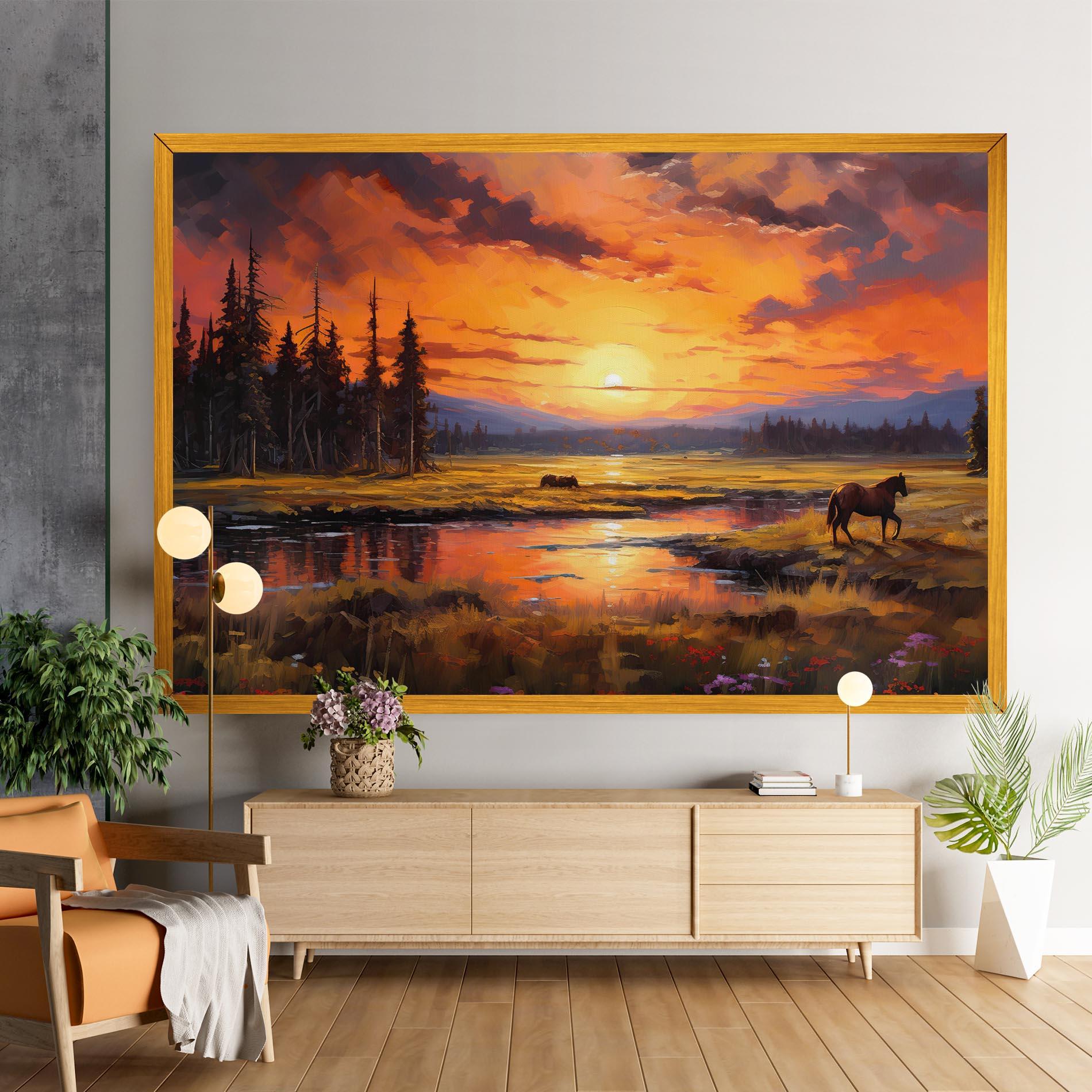 Leinwandbild Wild Horses Painting mockup 9