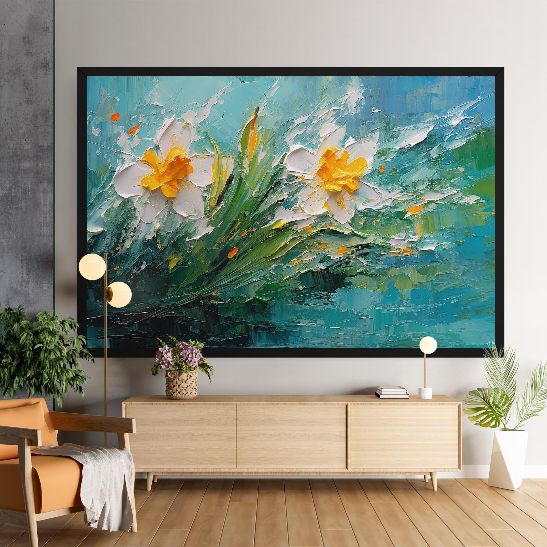 Leinwandbild Abstract Flower Painting mockup 9