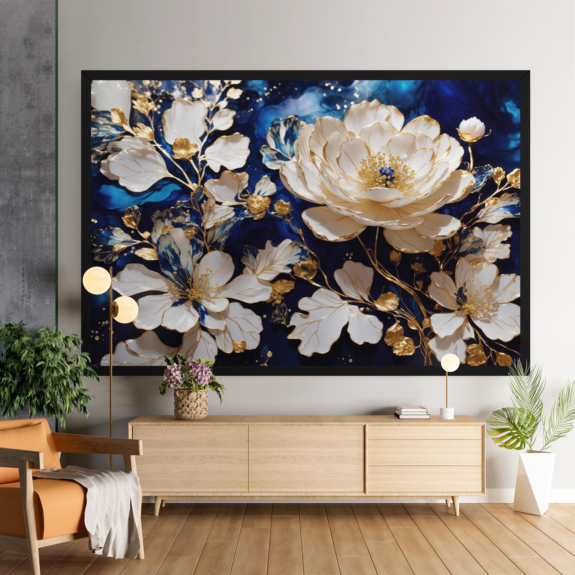 Leinwandbild Beautiful Golden White Rose mockup 9