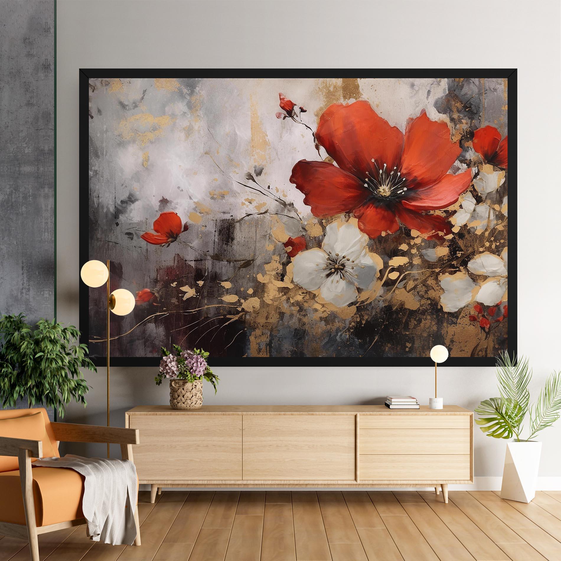 Leinwandbild Red Poppy Painting mockup 9