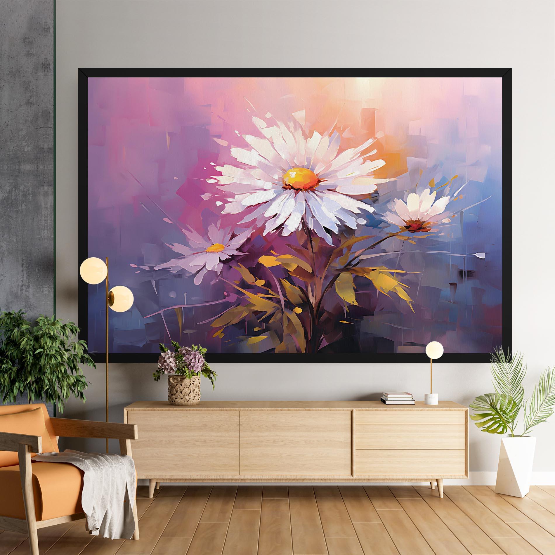 Leinwandbild White Flower On Purple mockup 9