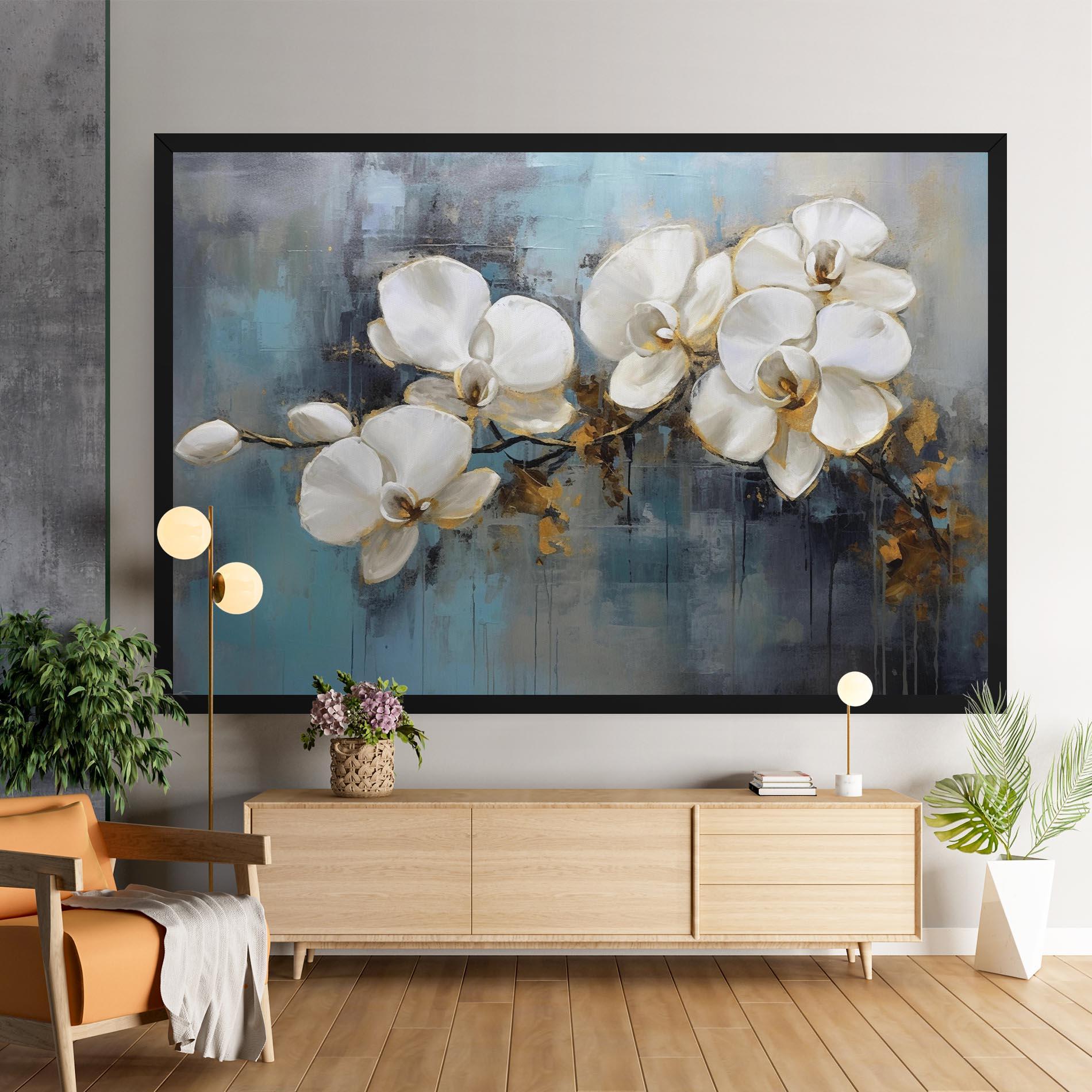 Leinwandbild White Orchids Painting mockup 9