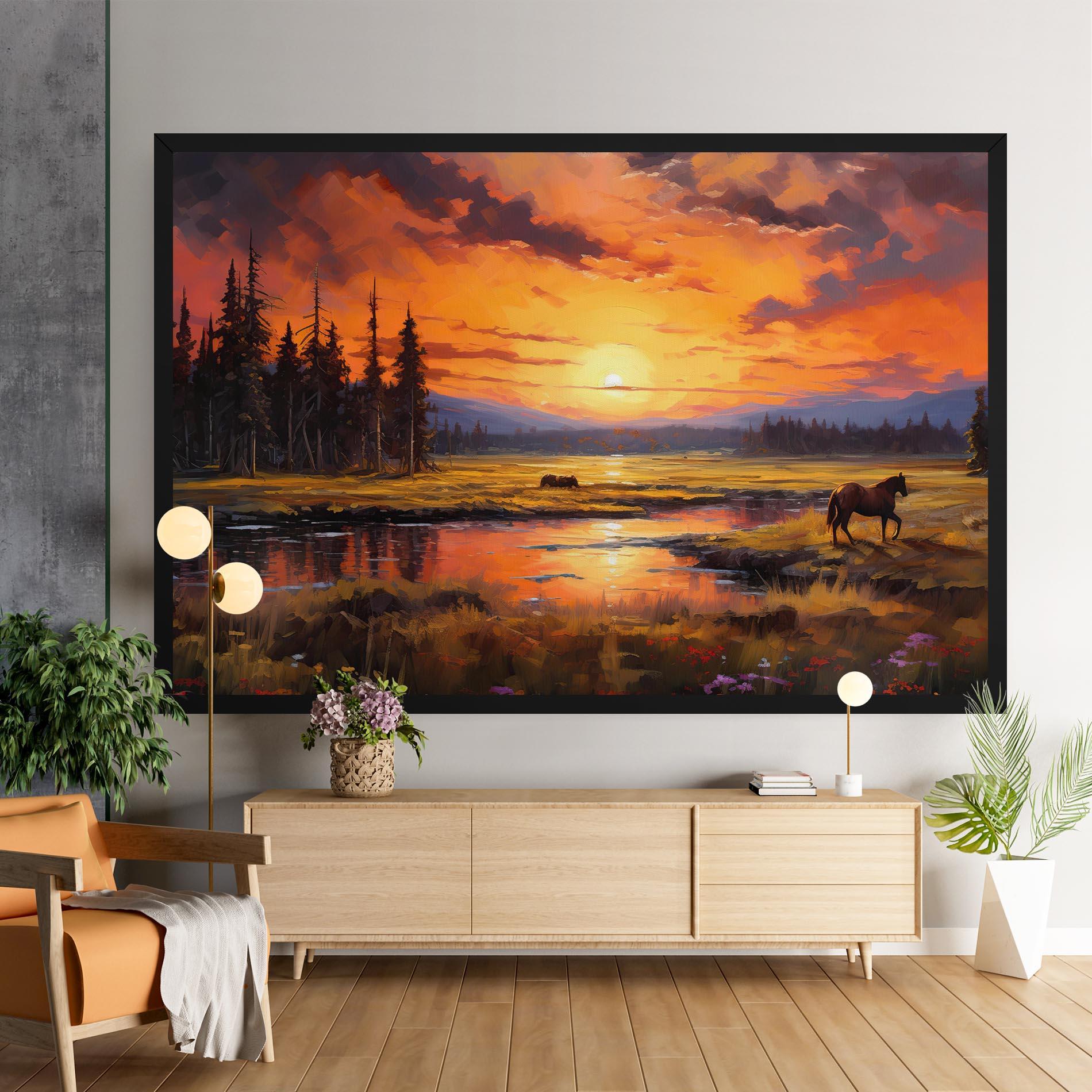 Leinwandbild Wild Horses Painting mockup 9