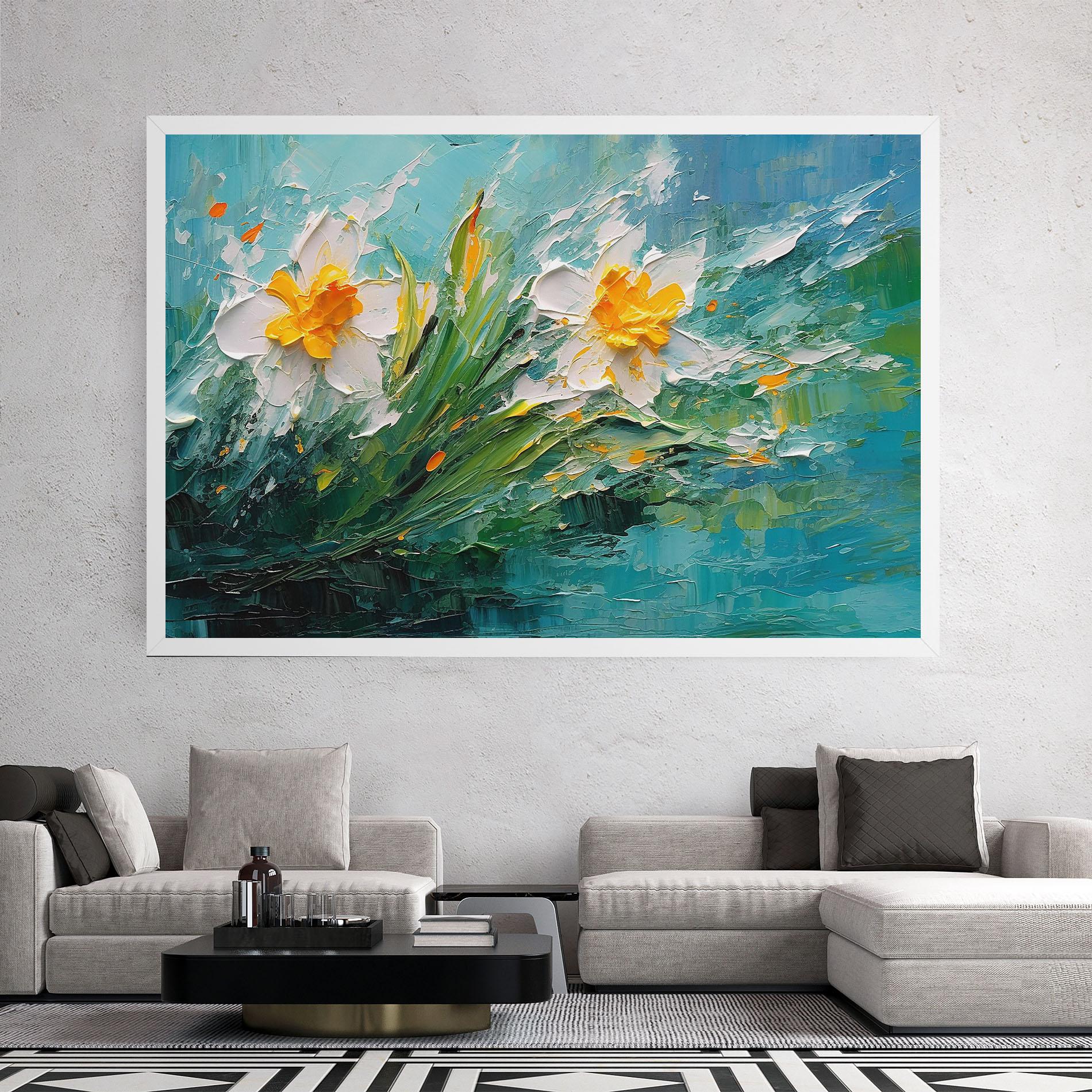 Leinwandbild Abstract Flower Painting mockup 2