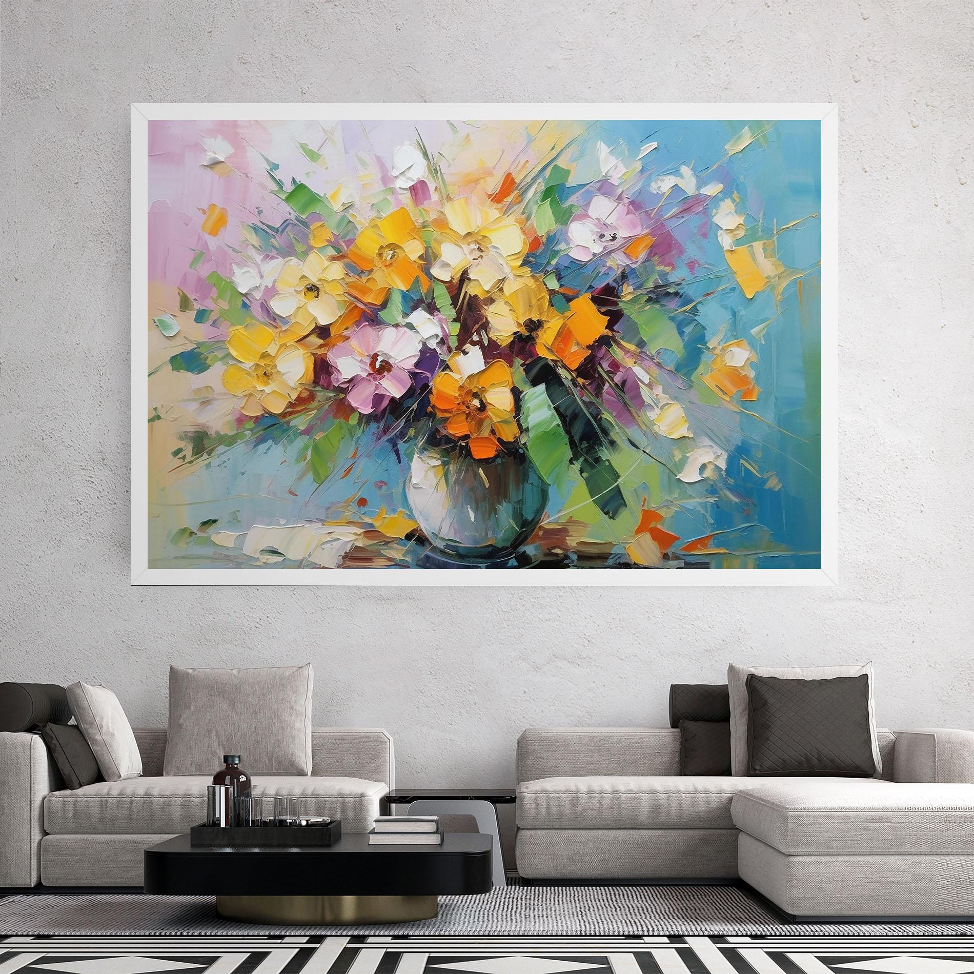 Leinwandbild Colorfull Flowers Painting mockup 2
