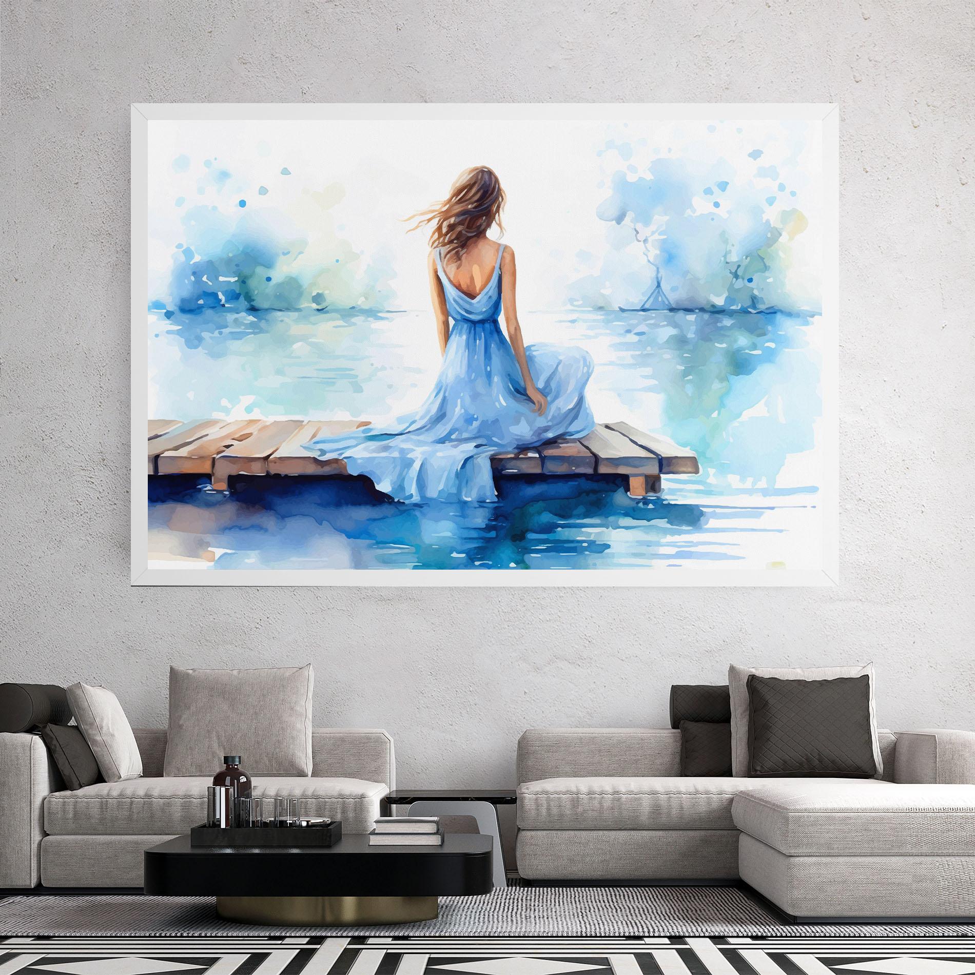 Leinwandbild Lake Blue Woman mockup 2