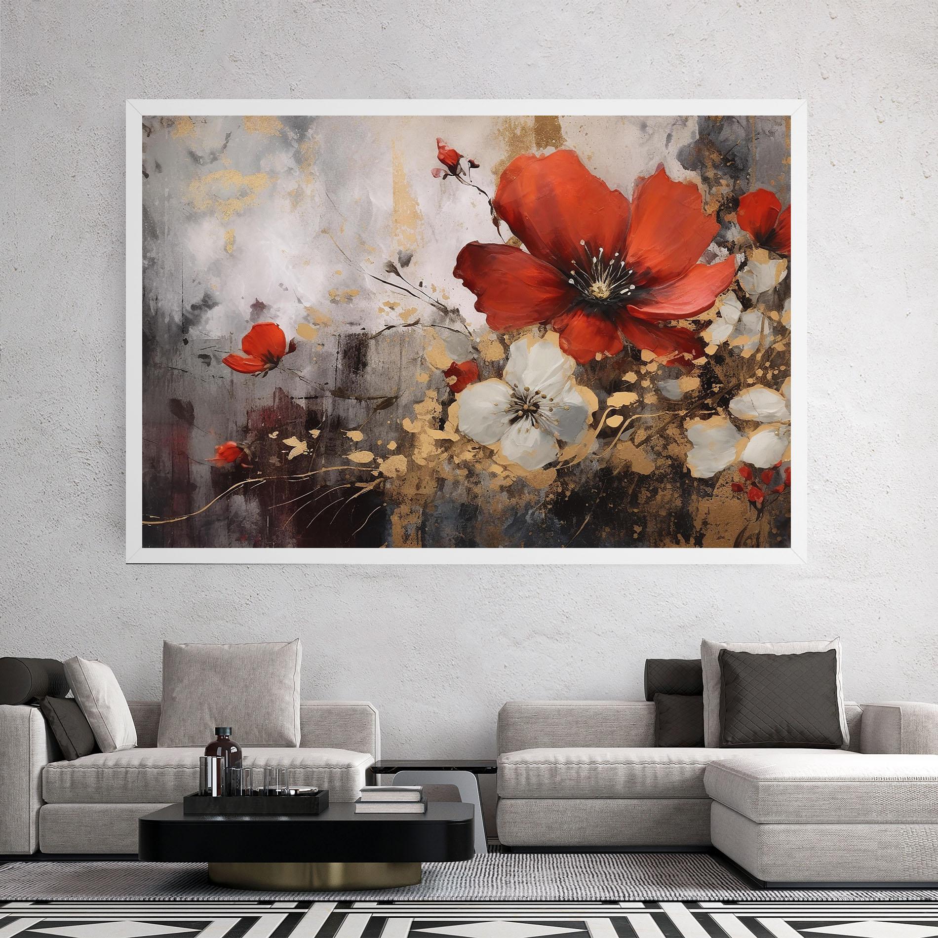 Leinwandbild Red Poppy Painting mockup 2
