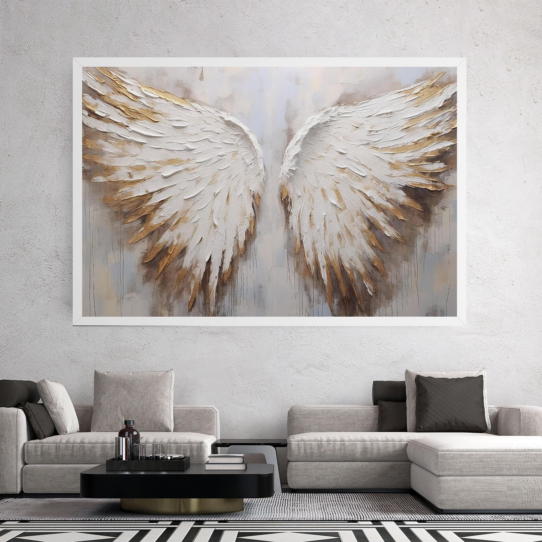 Leinwandbild White Angel Wings mockup 2