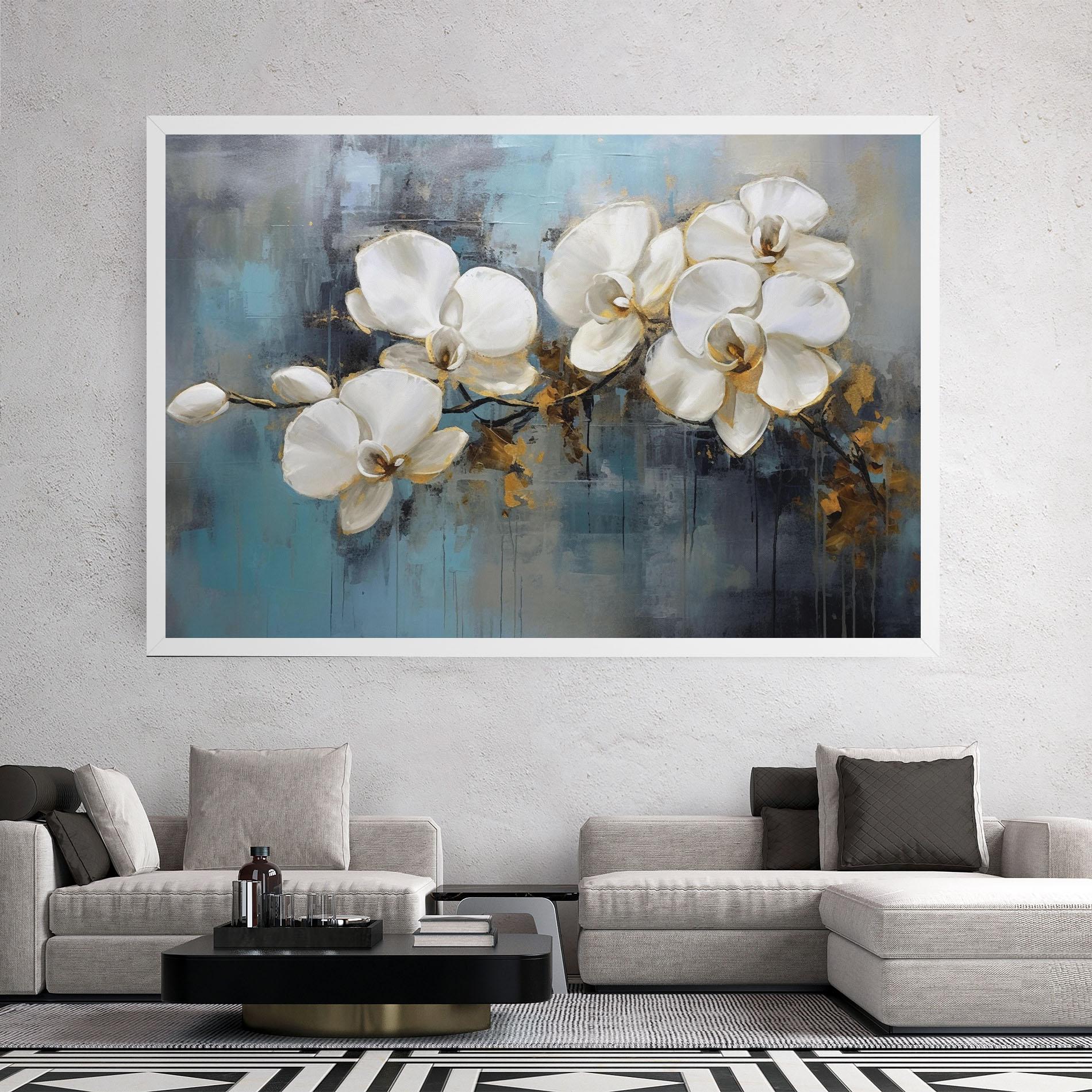 Leinwandbild White Orchids Painting mockup 2