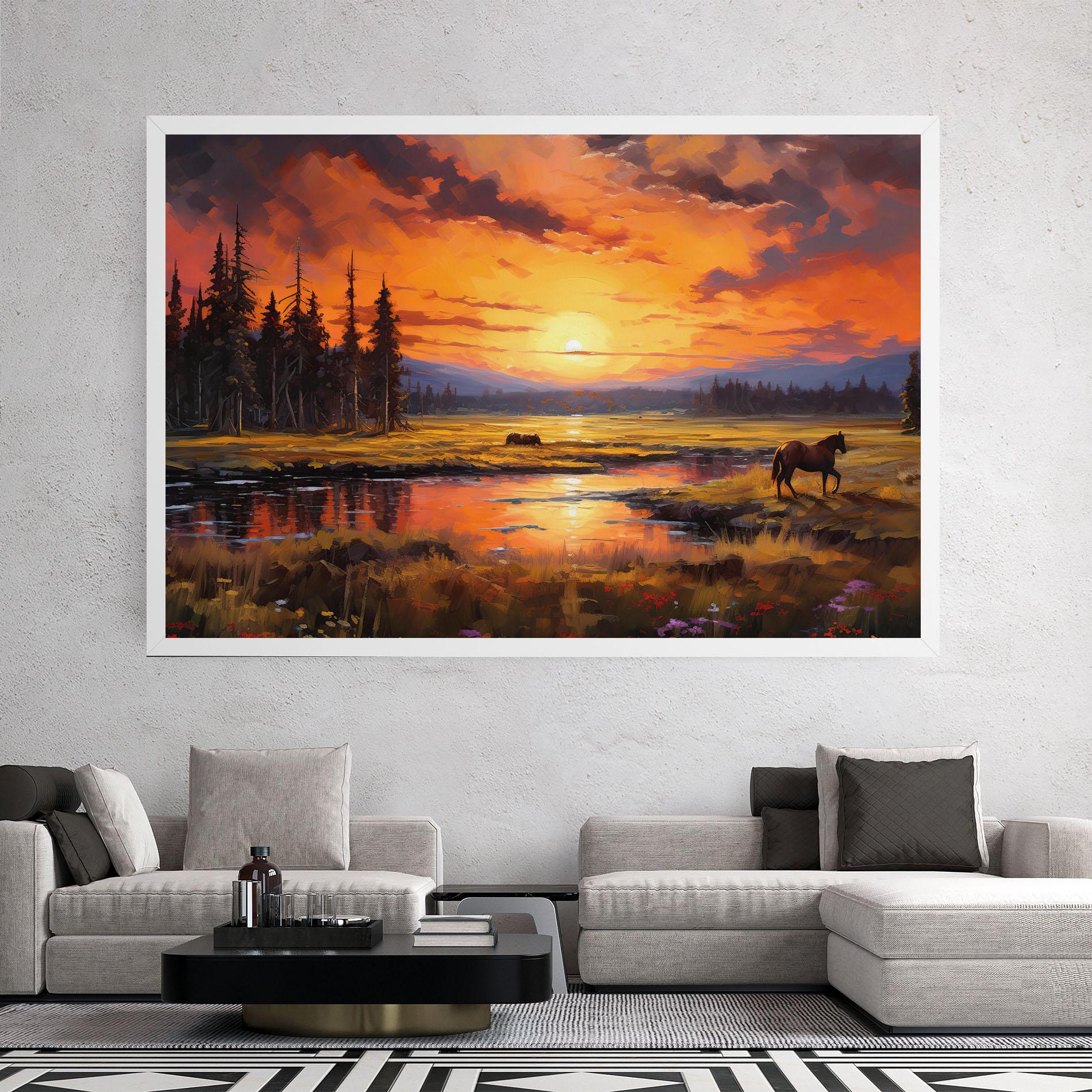 Leinwandbild Wild Horses Painting mockup 2
