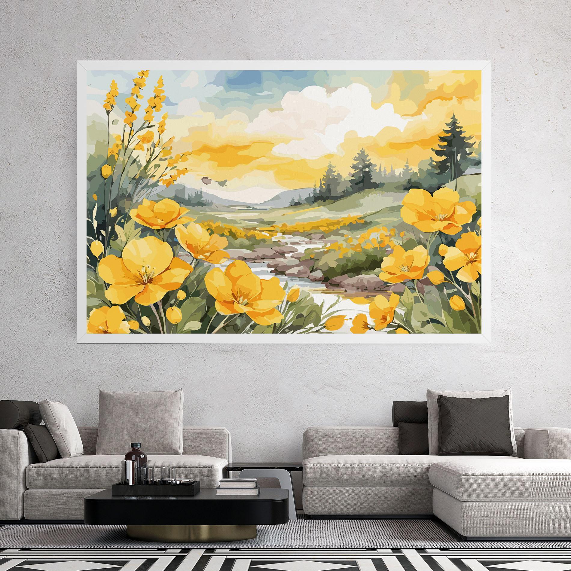 Leinwandbild Yellow View Flower mockup 2