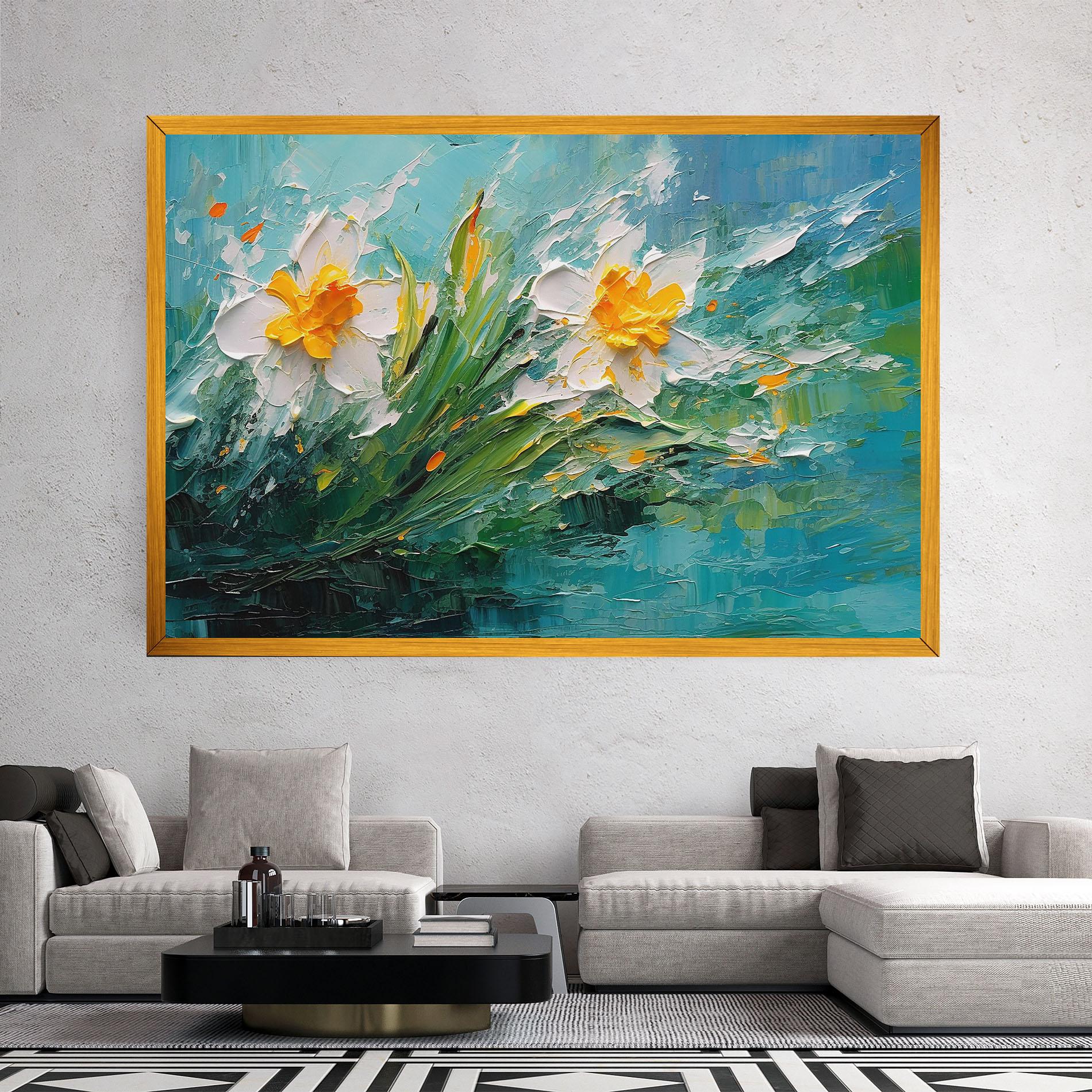 Leinwandbild Abstract Flower Painting mockup 2