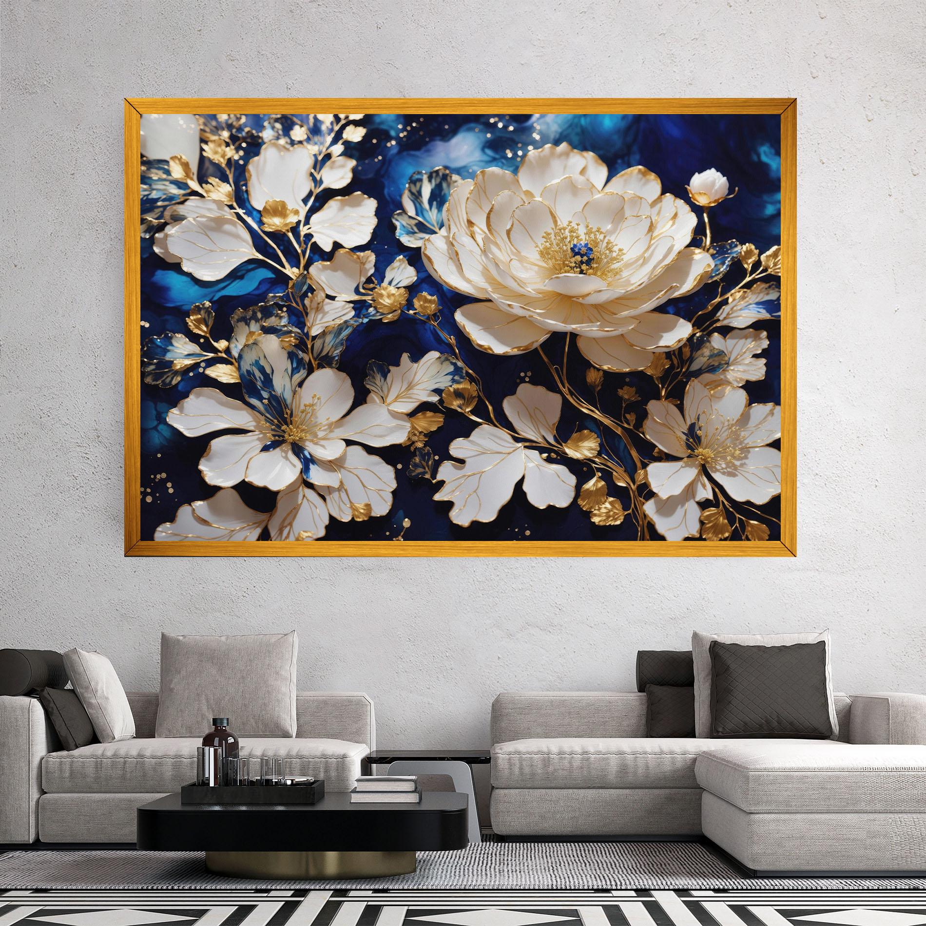 Leinwandbild Beautiful Golden White Rose mockup 2