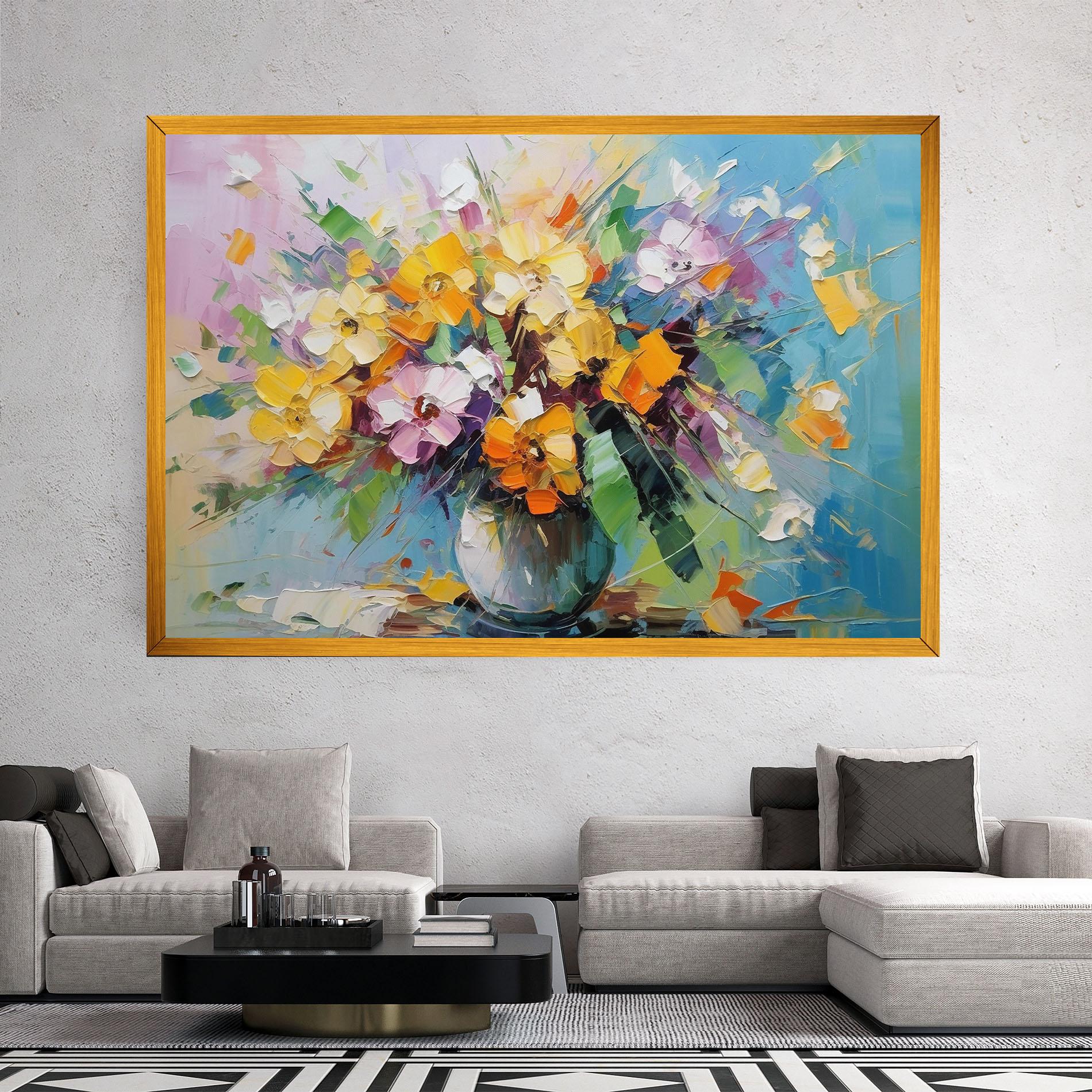 Leinwandbild Colorfull Flowers Painting mockup 2