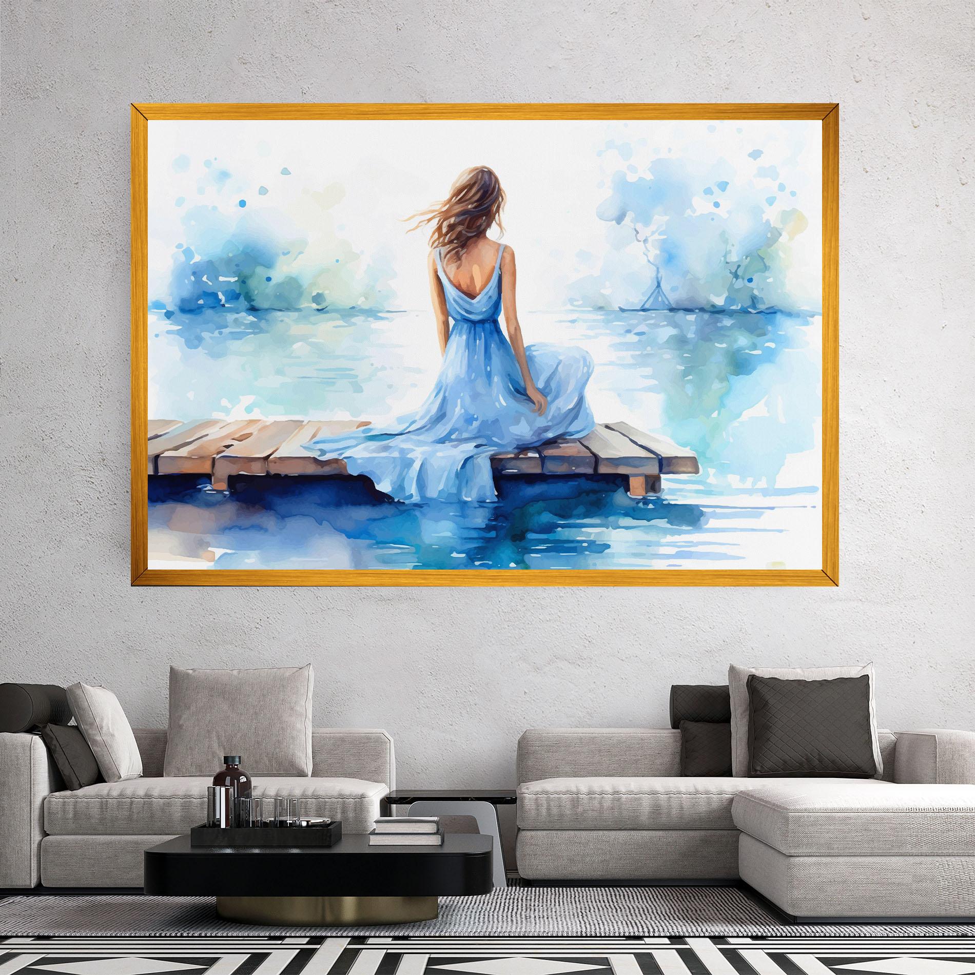 Leinwandbild Lake Blue Woman mockup 2